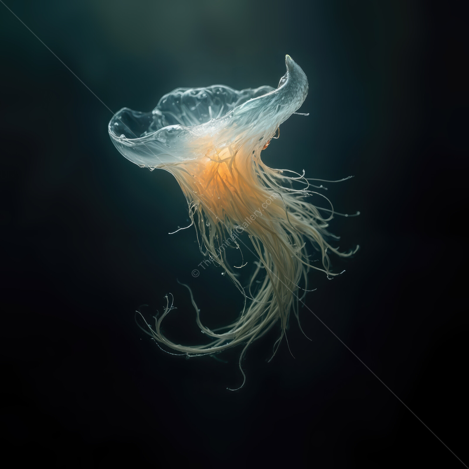 Ethereal jellyfish drifting through dark waters creates a surreal atmosphere of liminal horror