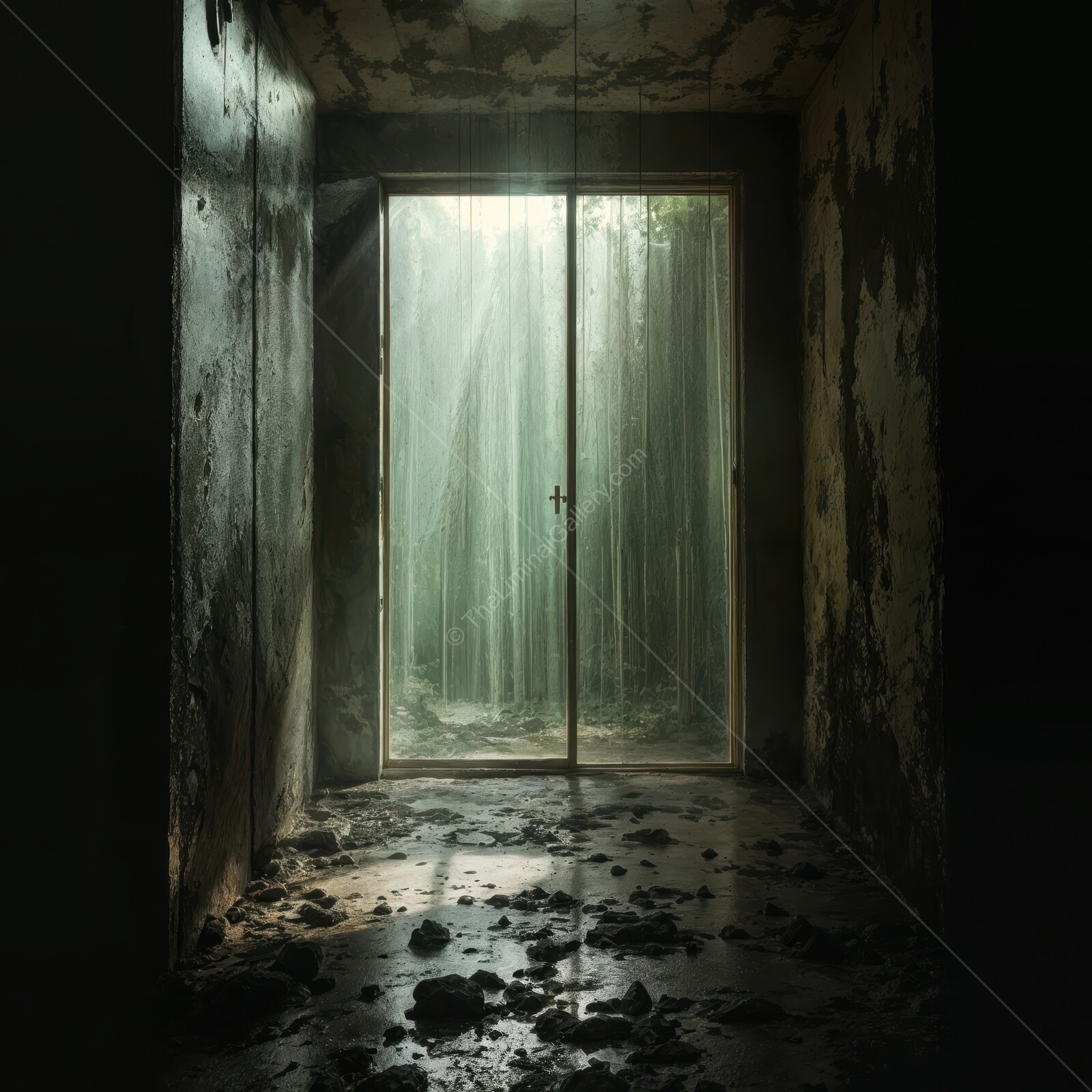 Faded echoes of a forgotten space where shadows play in the dim light of dusk