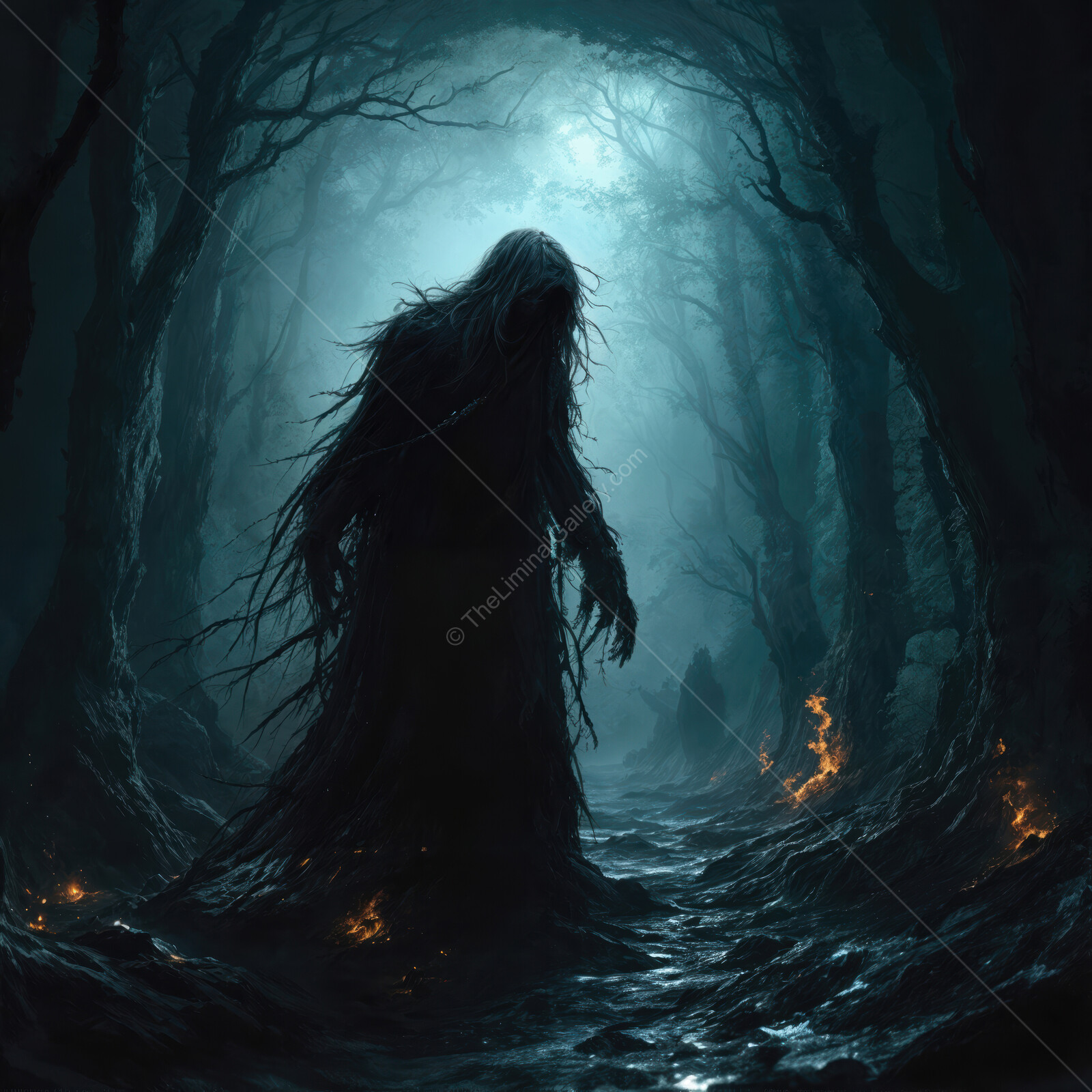 Shadows linger in a haunting forest where chilling whispers echo through the ancient trees