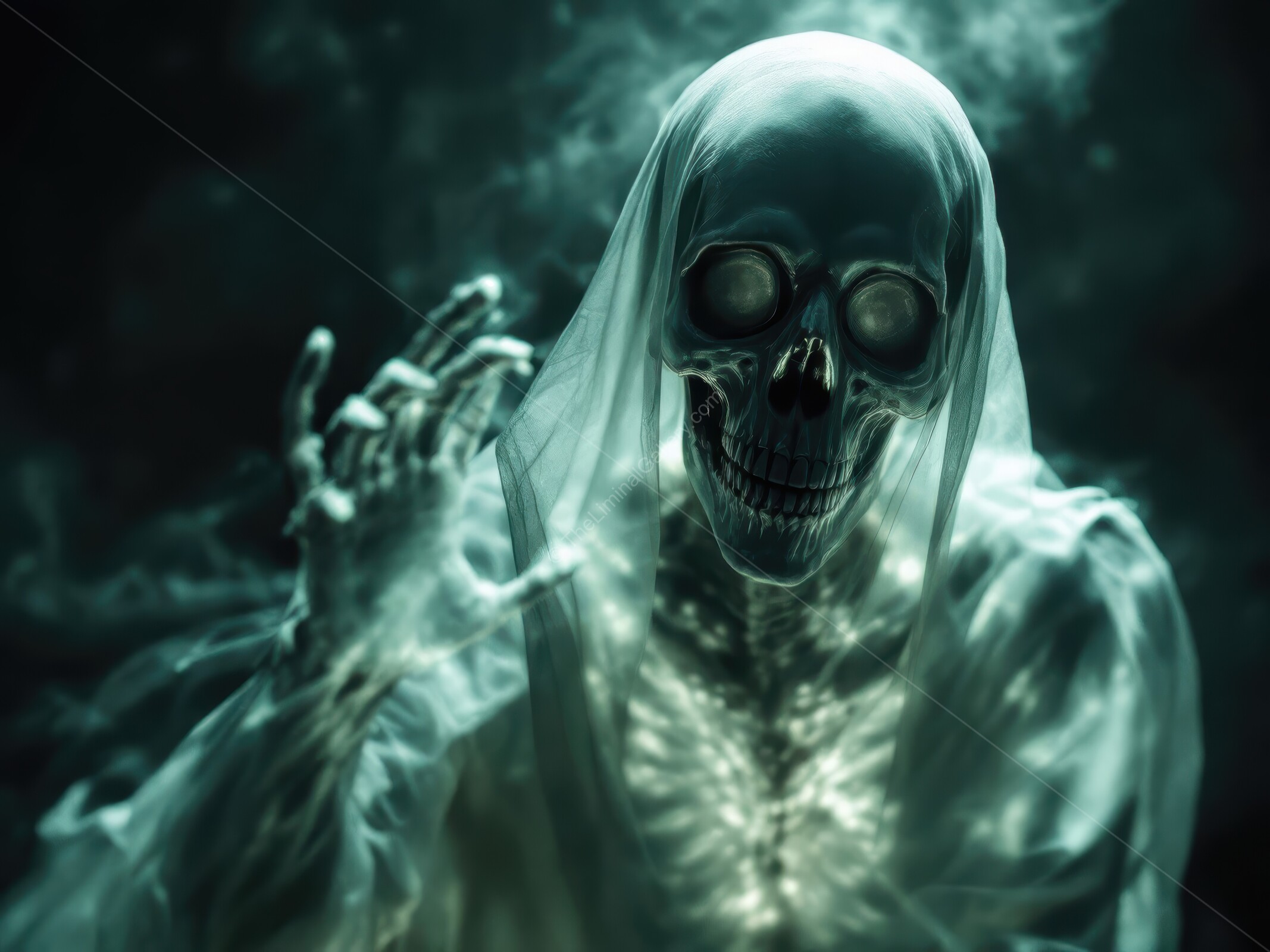 Encounter with a spectral presence in a forsaken realm of liminal horror