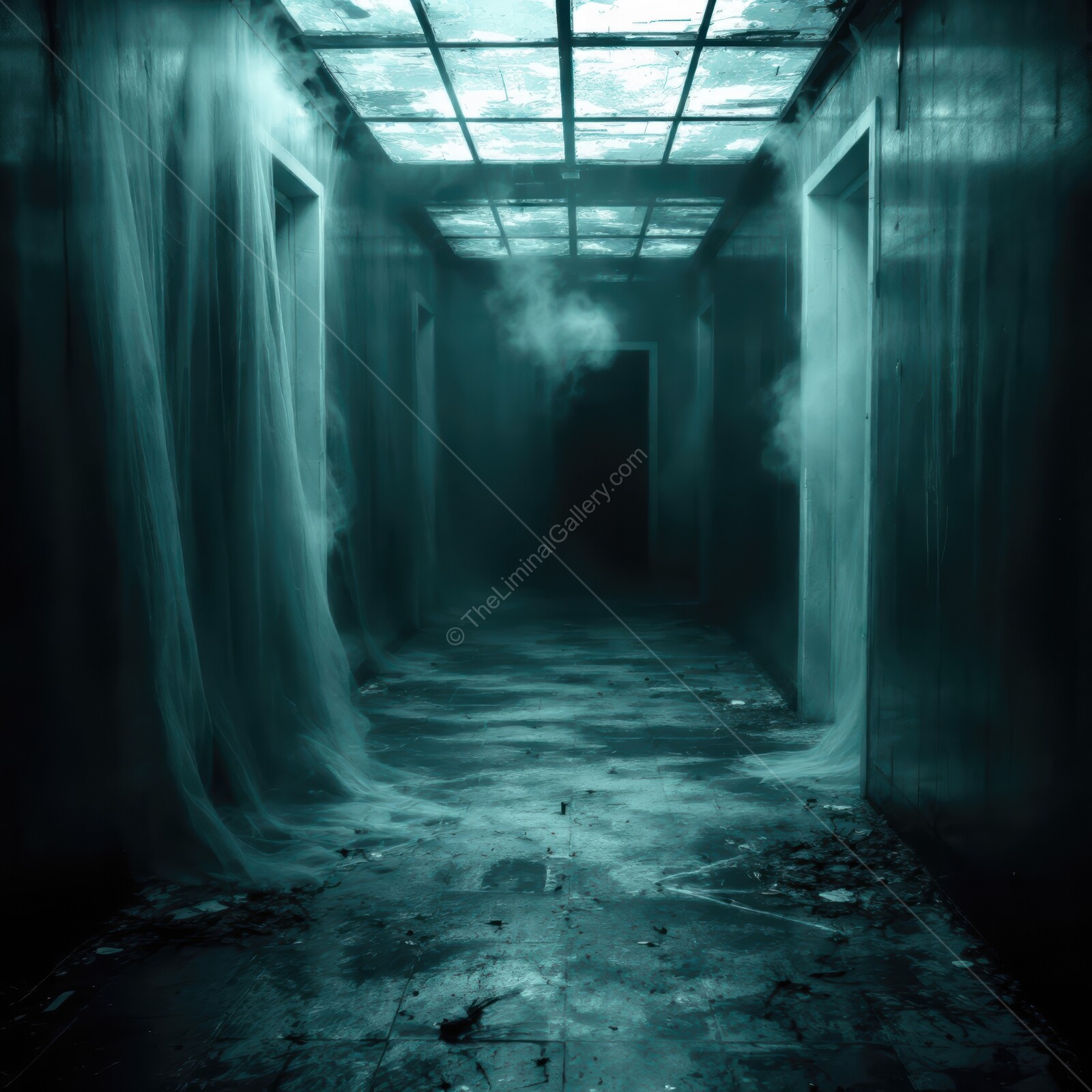 Whispers in the abandoned corridor evoke eerie feelings of unexplained dread