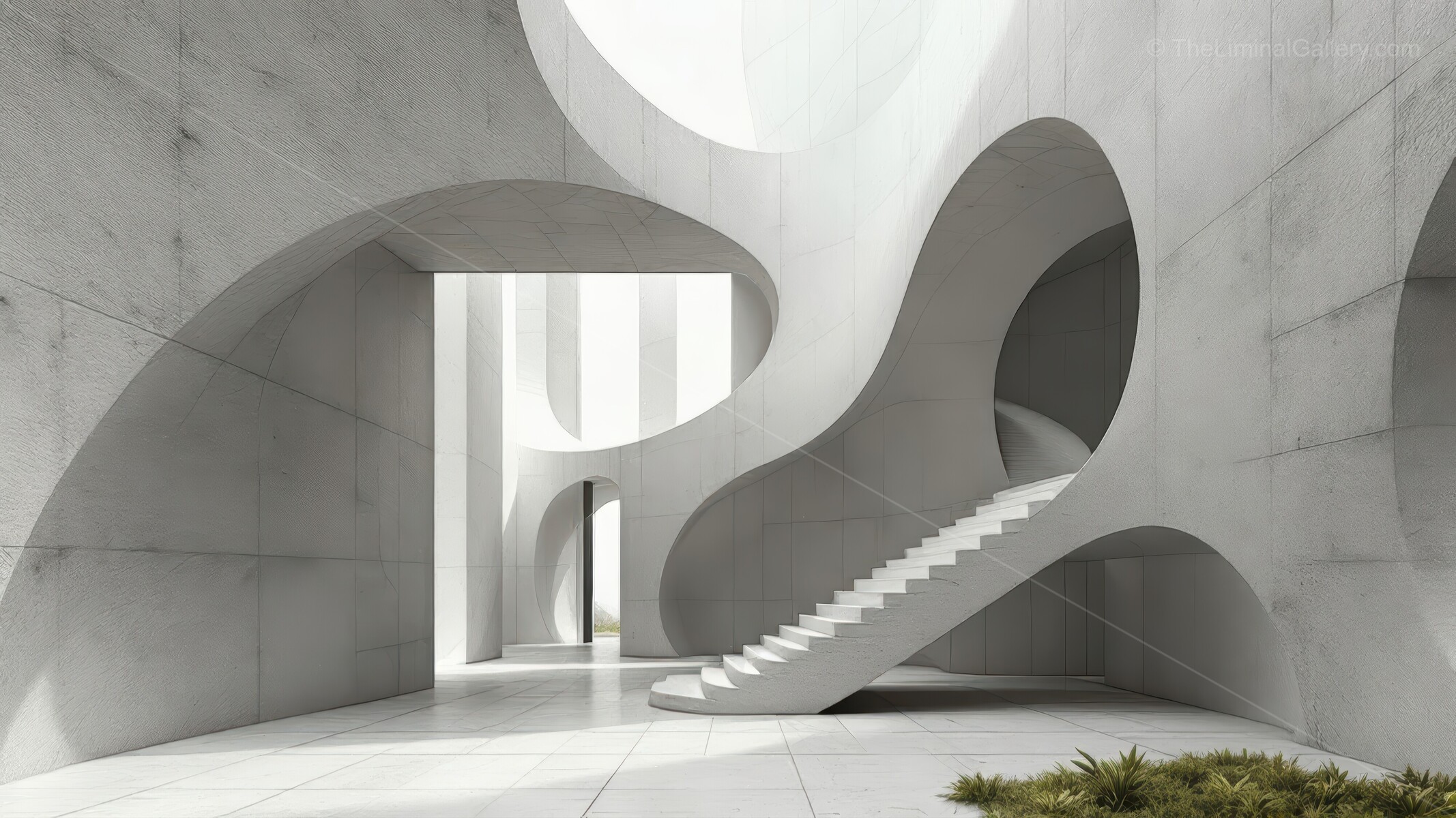 Liminal contemporary showcase merges organic contours and sunlit interior volumes, offering a tranquil setting where detailed spaces inspire curiosity and ease