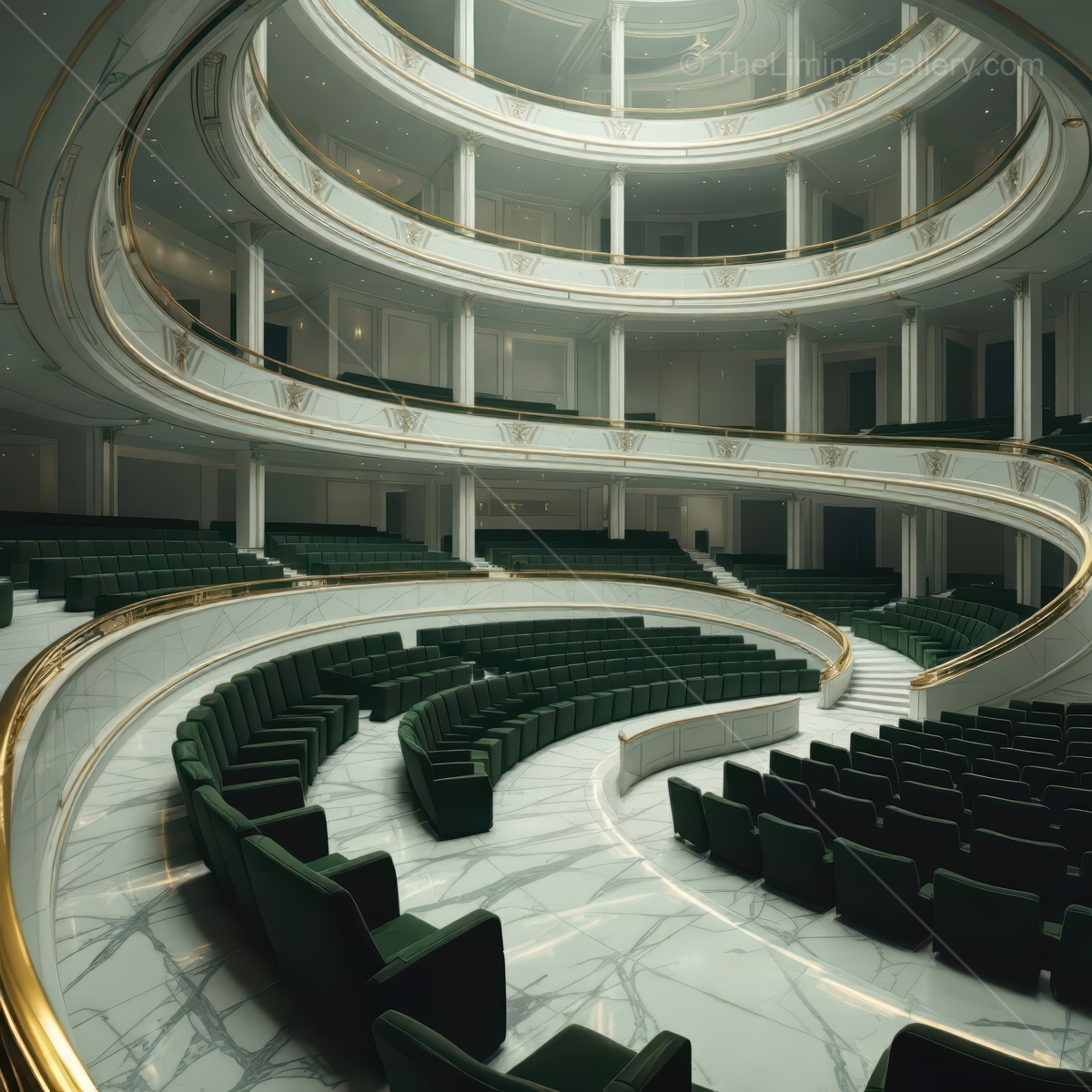 Empty concert hall with elegant architecture inviting imaginations to explore the unknown