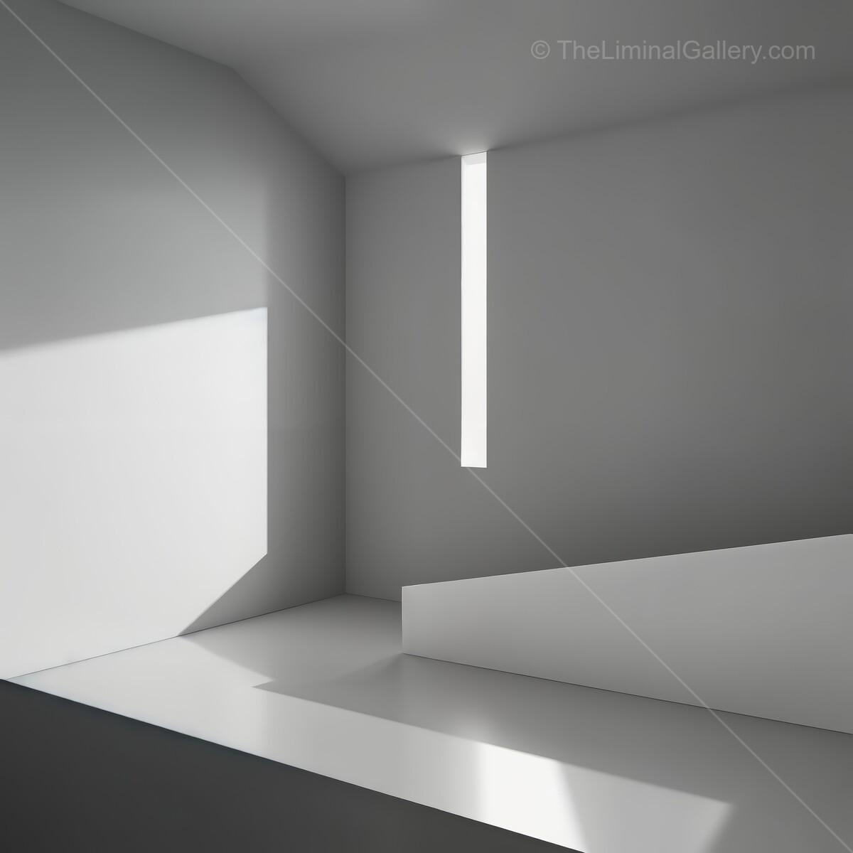 Elegant interplay of light and shadow in a minimalistic interior space showcasing geometric forms