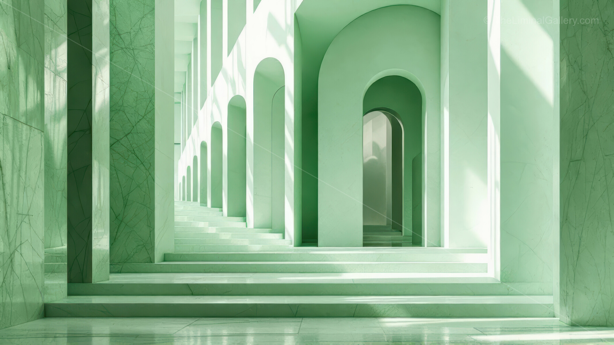 Contemporary green architecture unites cascading arches, reflective glass and midday sun, fusing nature with design to craft a bright, sustainable haven of harmony and ease