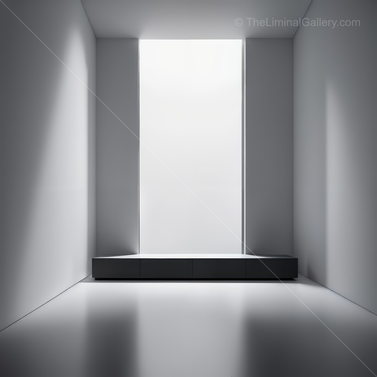 Minimalist liminal interior space with natural light highlights modern design features and tranquility