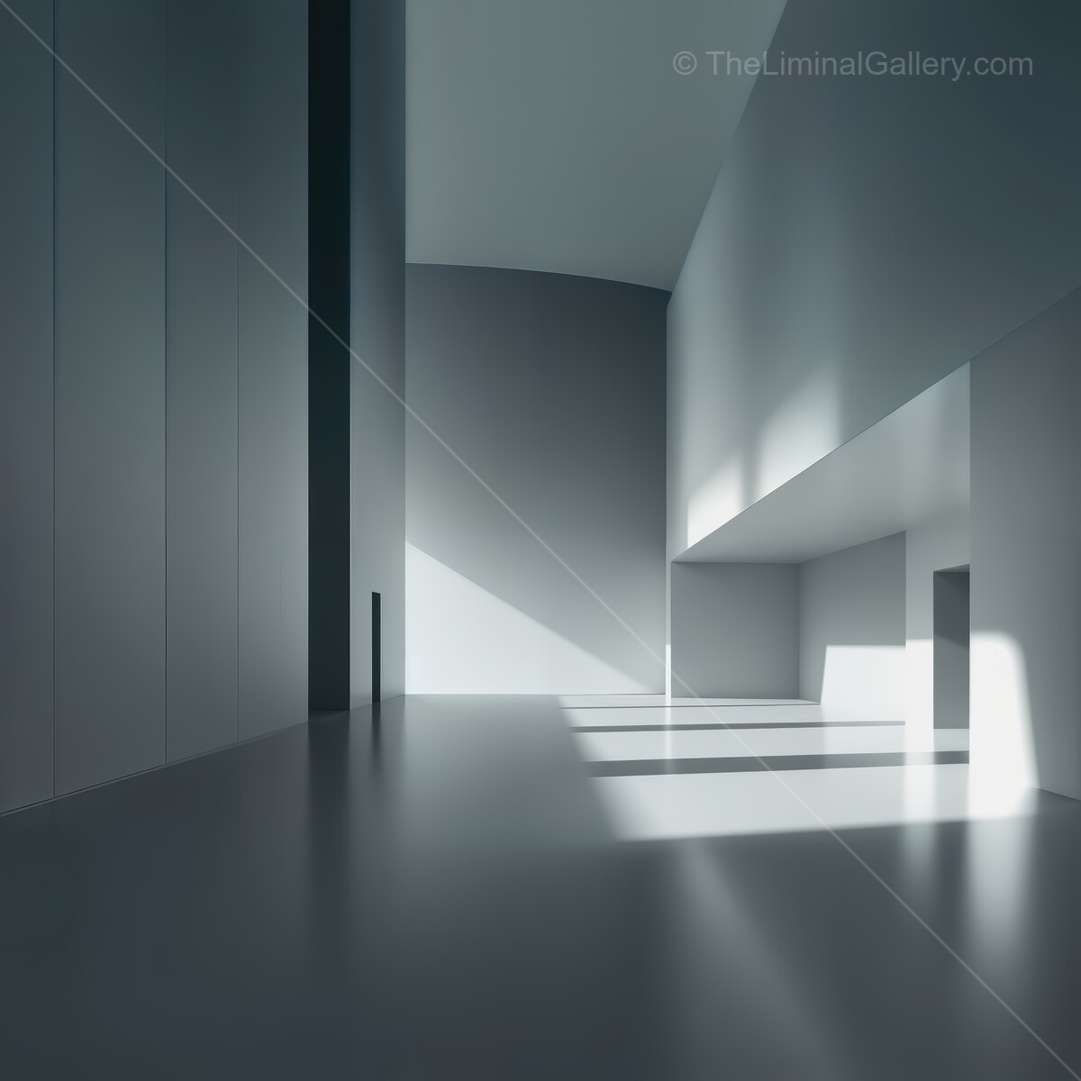 Modern architecture reveals shadows and light in a liminal minimalist space