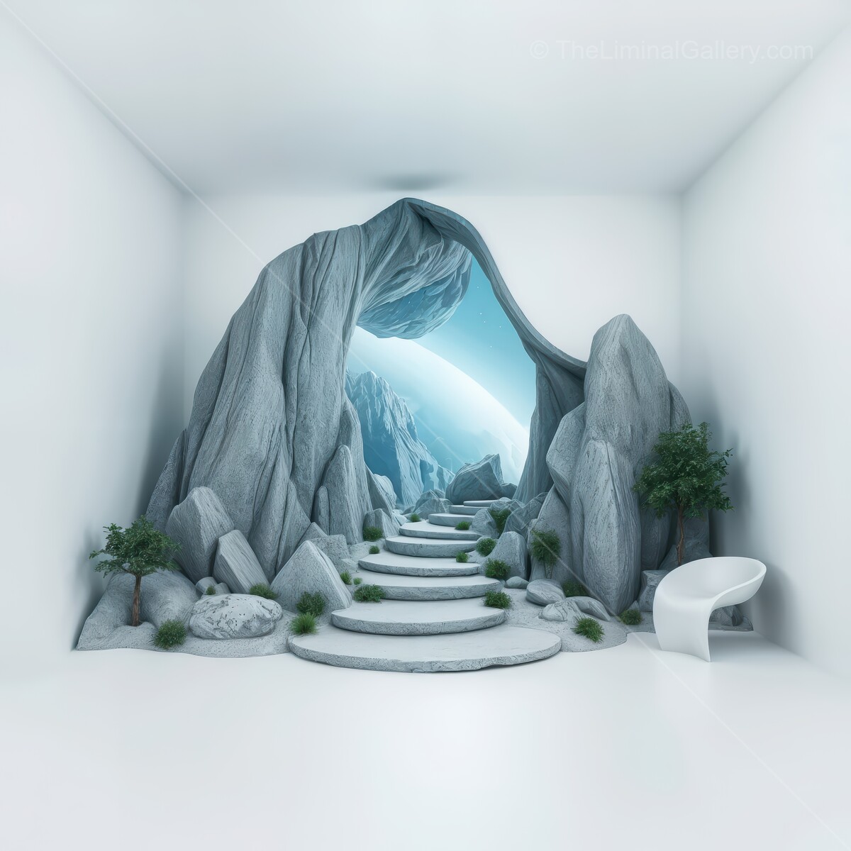 Modern interior design combines minimalist aesthetics with natural elements in a serene setting