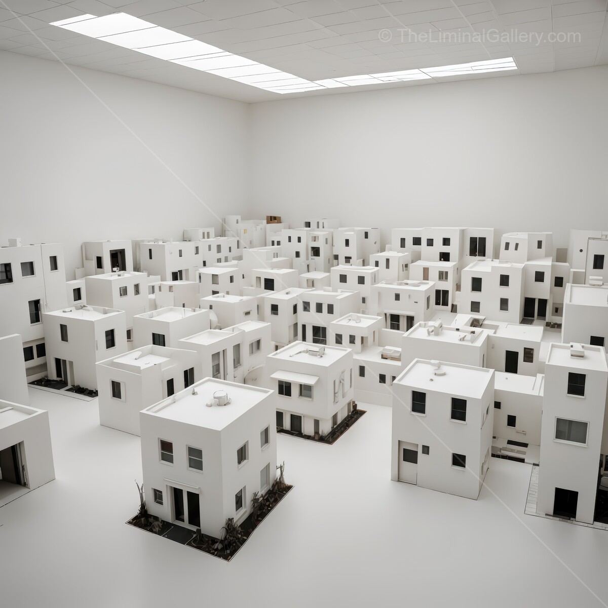 Modern minimalism in a tranquil display of liminal white architecture in an expansive gallery space