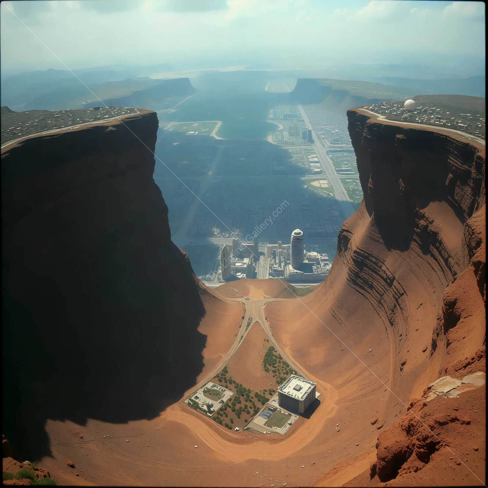 Discovering the breathtaking liminal beauty of towering cliffs and valleys at midday in a mystical desert landscape