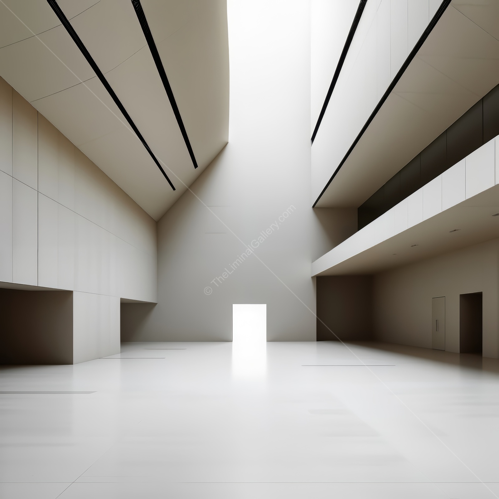 Bright and minimalistic liminal interior showcasing modern architectural design and spacious tranquility