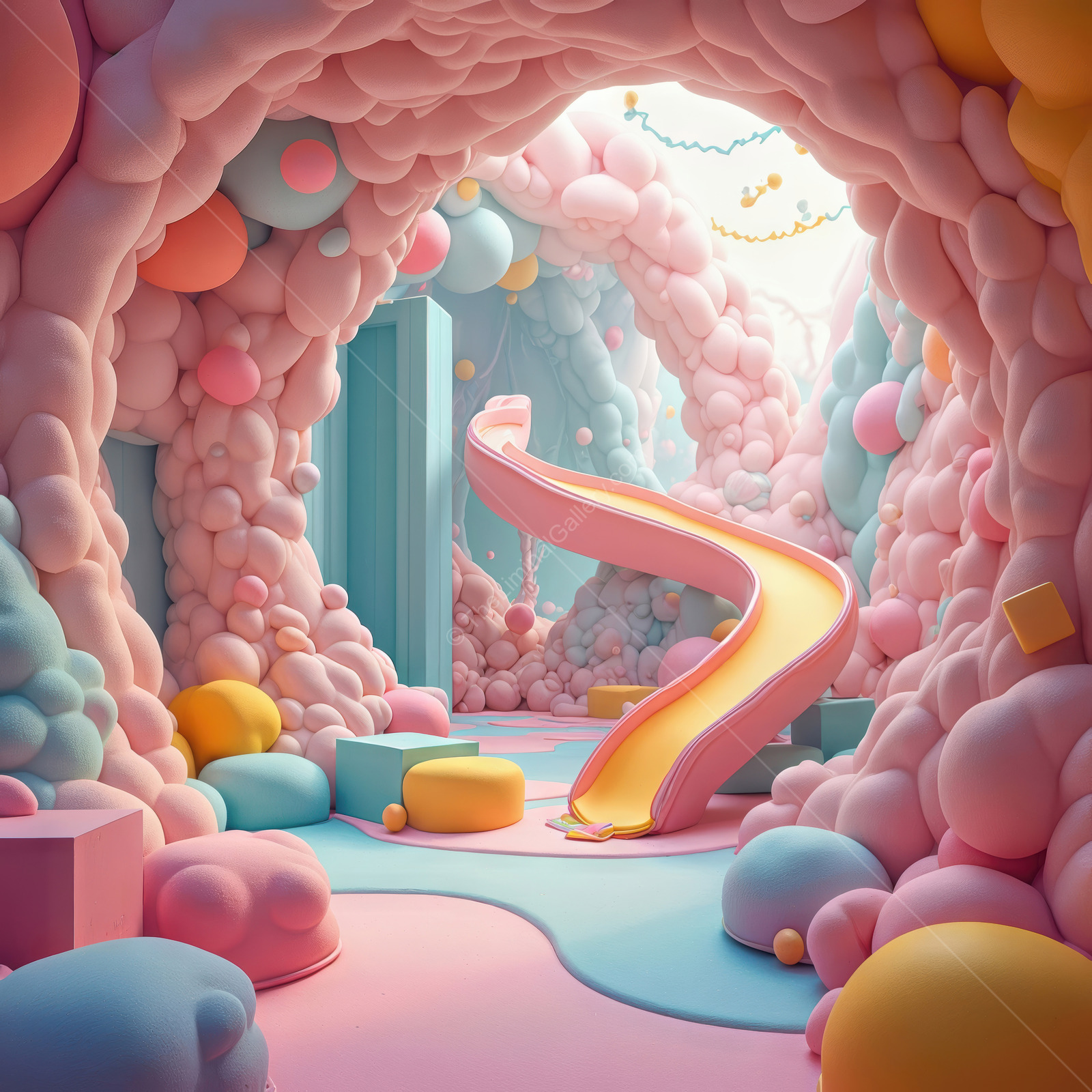 Exploration of a whimsical candy-like world filled with vibrant textures and playful colors, inviting interaction and imagination in a surreal environment