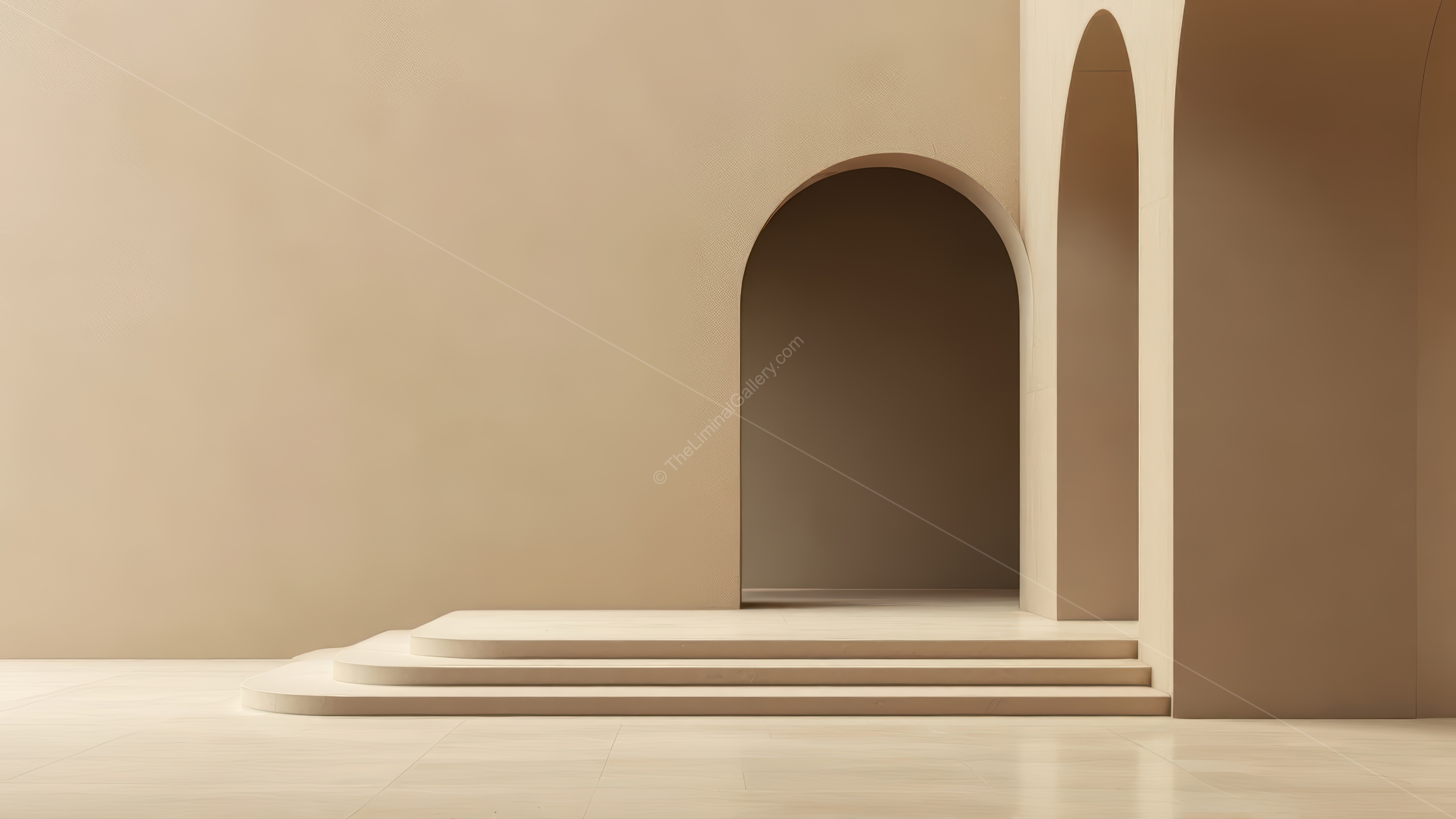 Liminal minimalist haven pairs gentle curves with warm earth tones; filtered daylight bathes the space in peace, nurturing mindfulness and relaxed inspiration