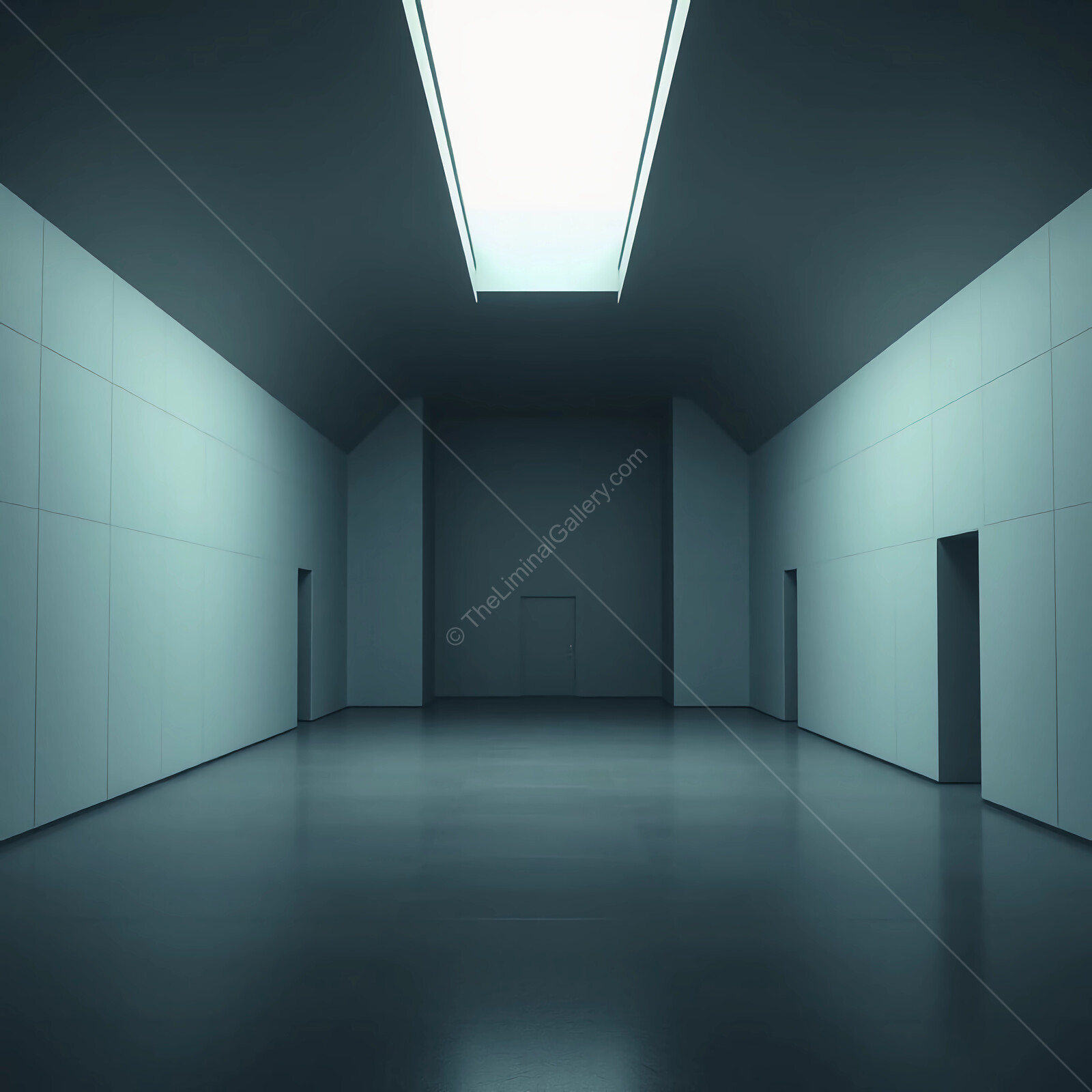 Exploring the serene expanse of an empty modern interior during twilight