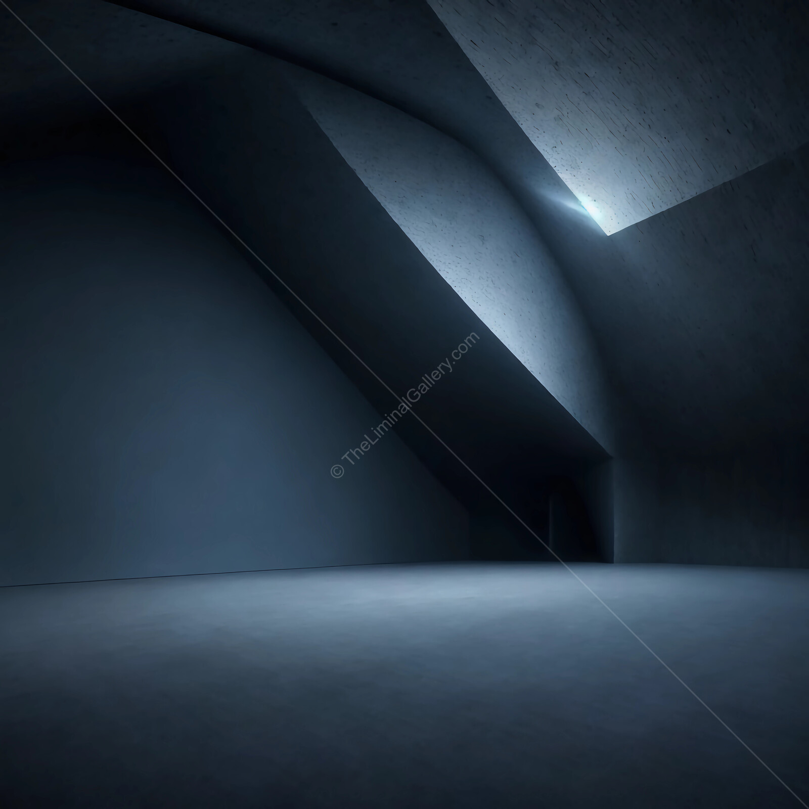 Exploring the serene elegance of an empty liminal minimalist space at dusk