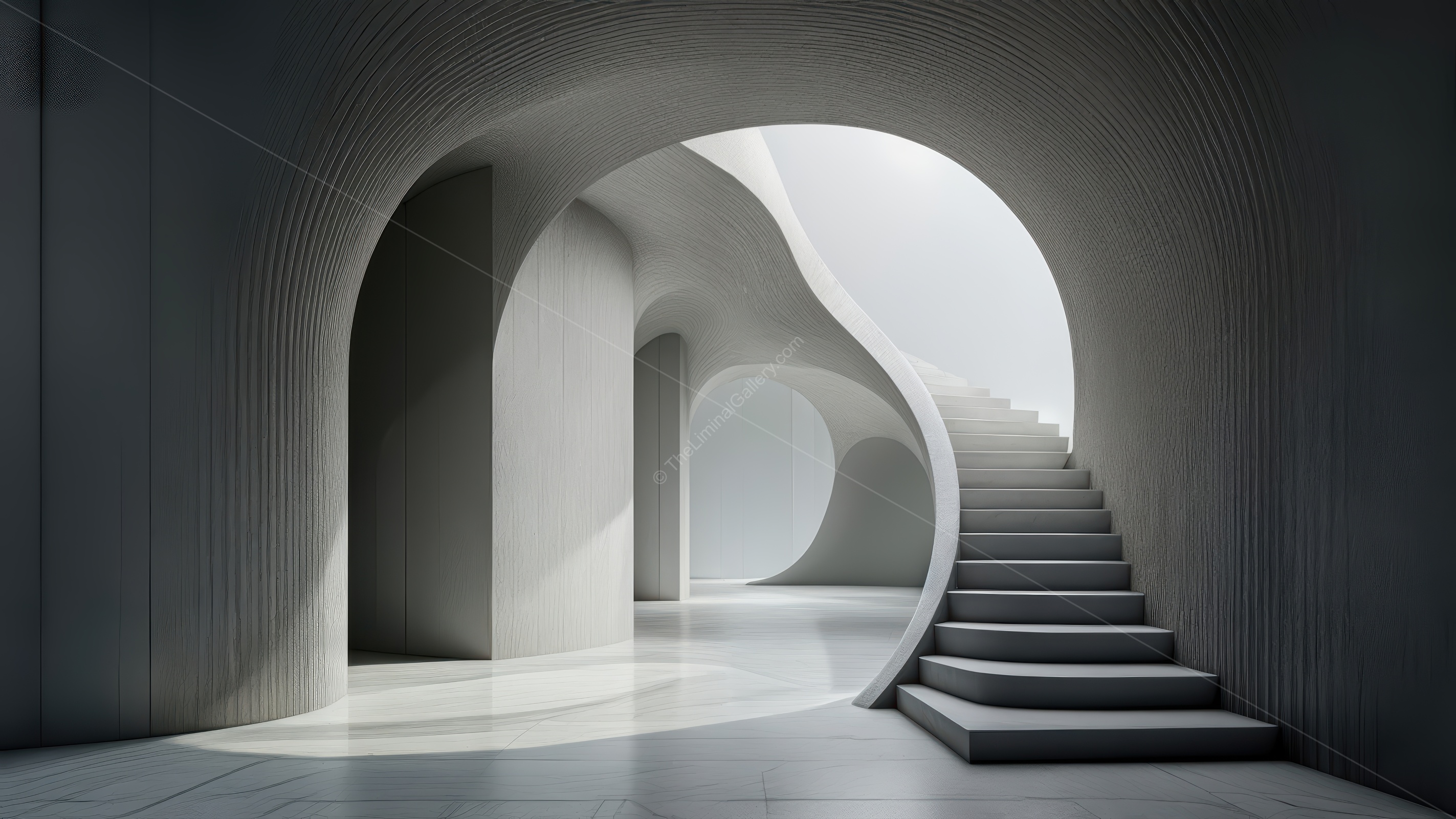 Liminal waves of curves and light animate this contemporary interior, dynamic forms and amber glow blending to craft an inviting, harmonious refuge for visitors