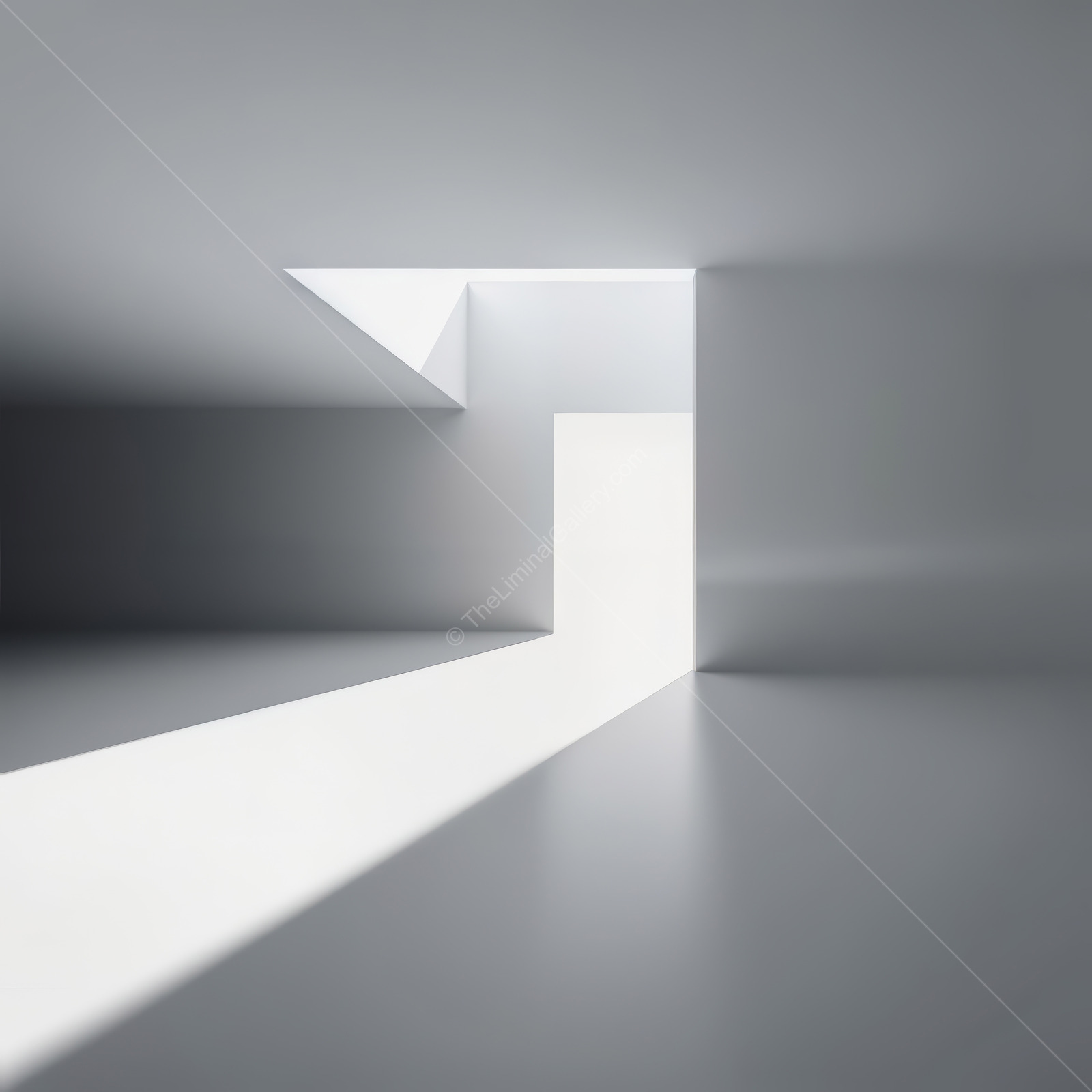 Illuminated liminal passageway guiding the observer through minimalist architecture