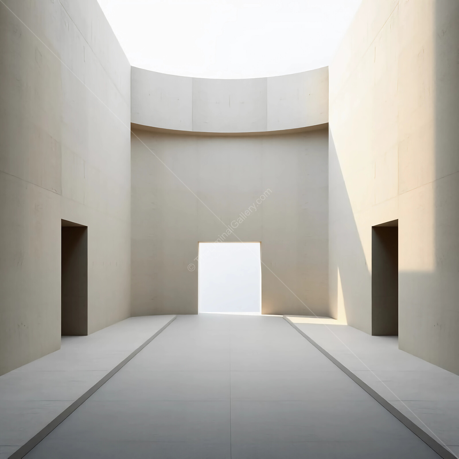 Exploring the serene aesthetic of minimalist architecture at midday under soft sunlight