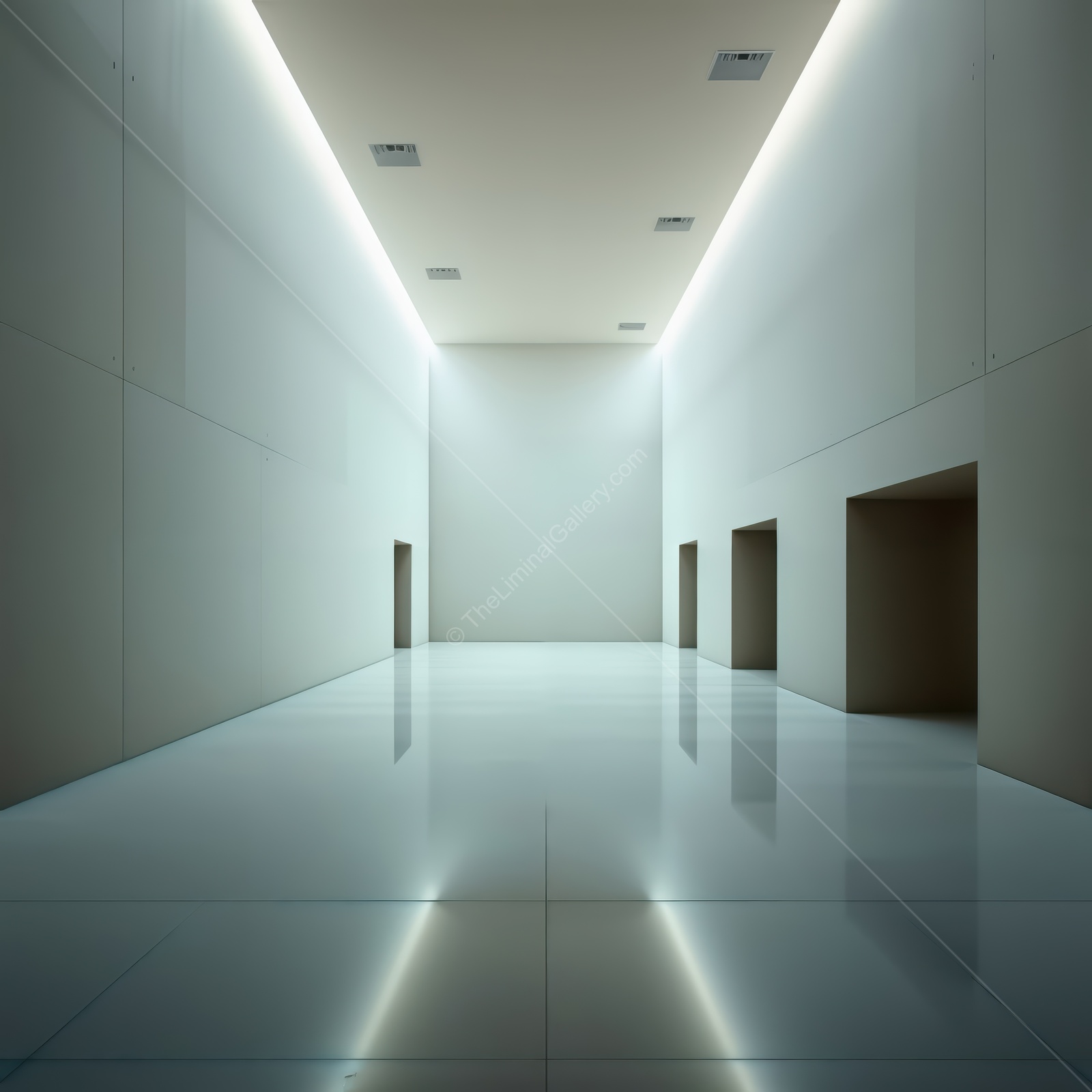 Minimalist architectural elegance in a spacious gallery filled with soft natural light