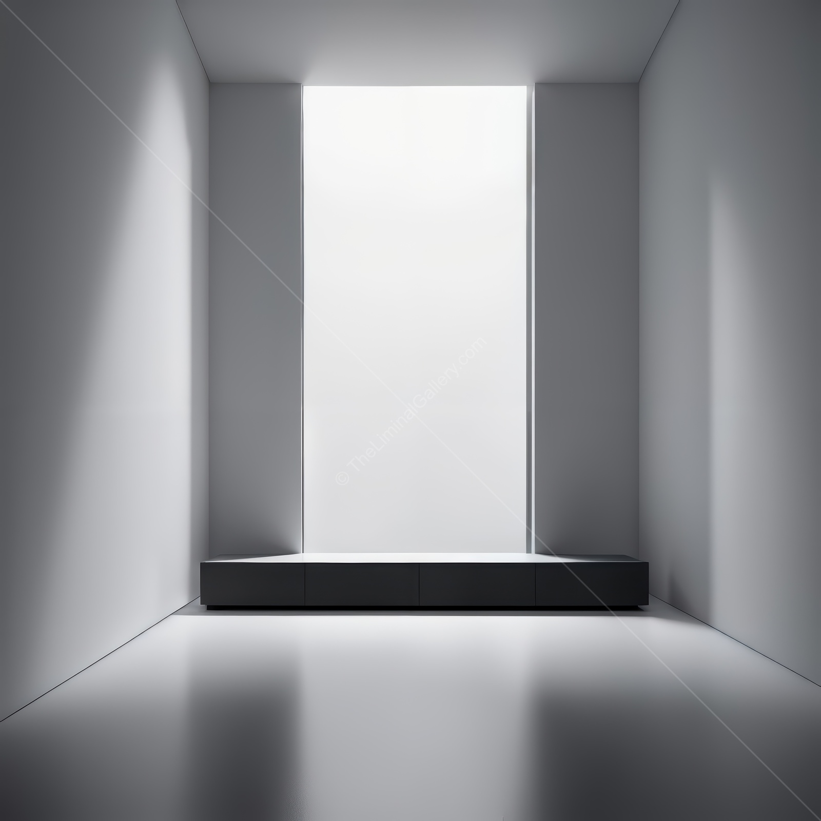 Minimalist liminal interior space with natural light highlights modern design features and tranquility