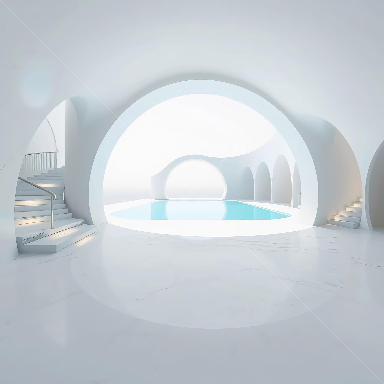 Stunning modern liminal architecture harmonizes with nature in a serene oasis