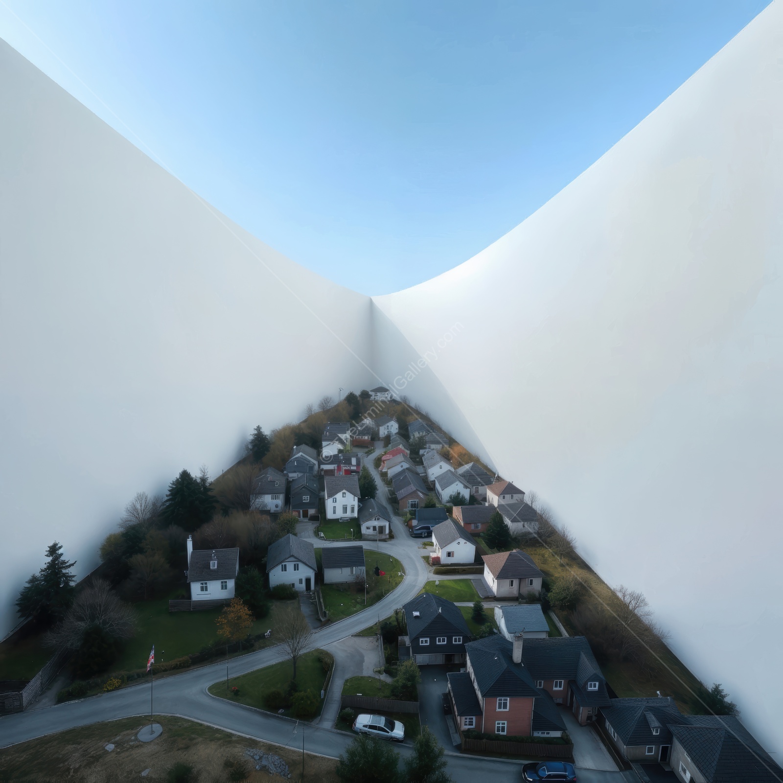Unveiling a unique moment where natures grandeur meets suburban tranquility in a surreal landscape