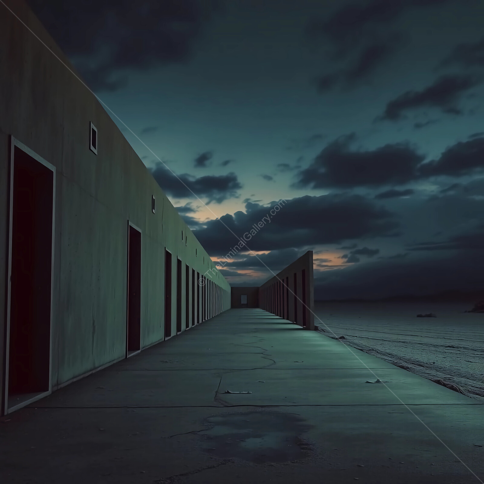 Quiet passage leads to horizons painted in deep blues and greys under a captivating twilight sky