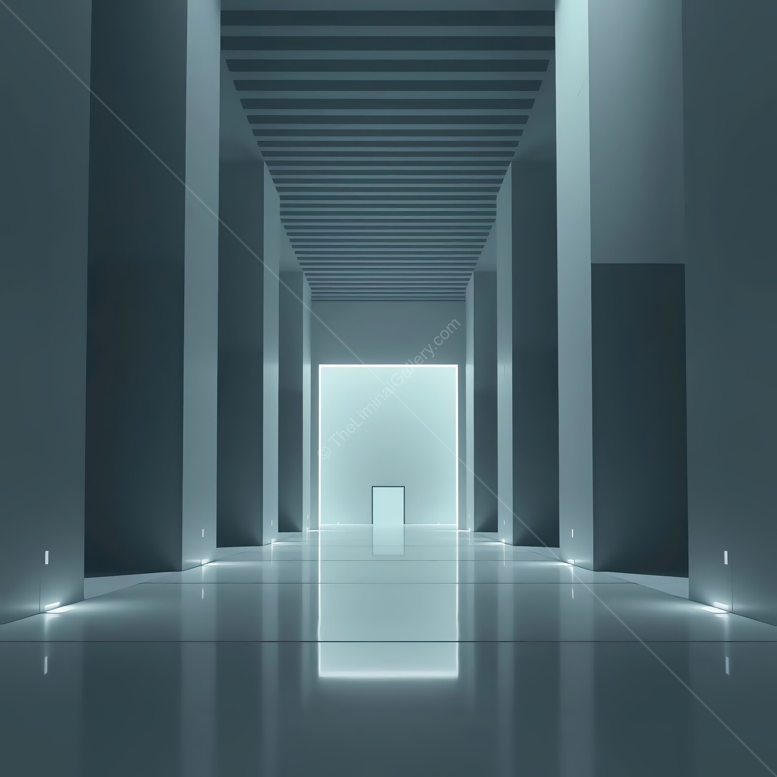 Exploring the serene liminal beauty of minimalism in a futuristic architectural space