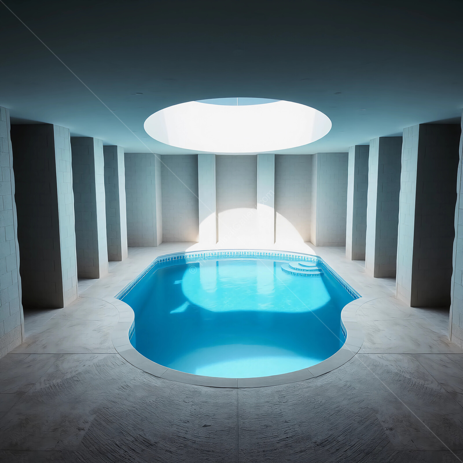 Serene indoor pool basking in natural light at a luxurious retreat in the heart of tranquility