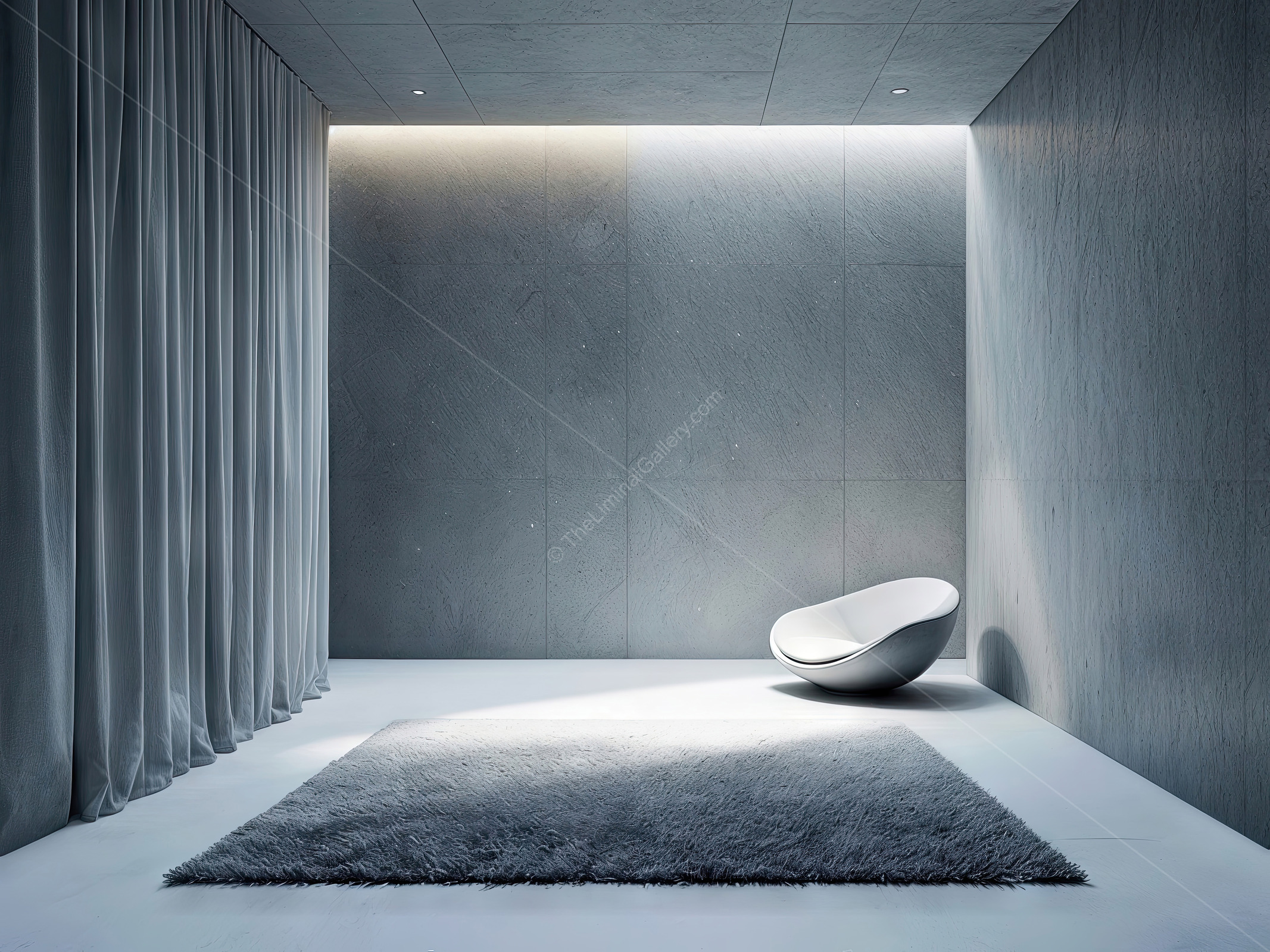 Minimalist interior layers soft textures and abundant natural light, crafting a serene retreat that invites relaxation, meditation, and quiet inspiration