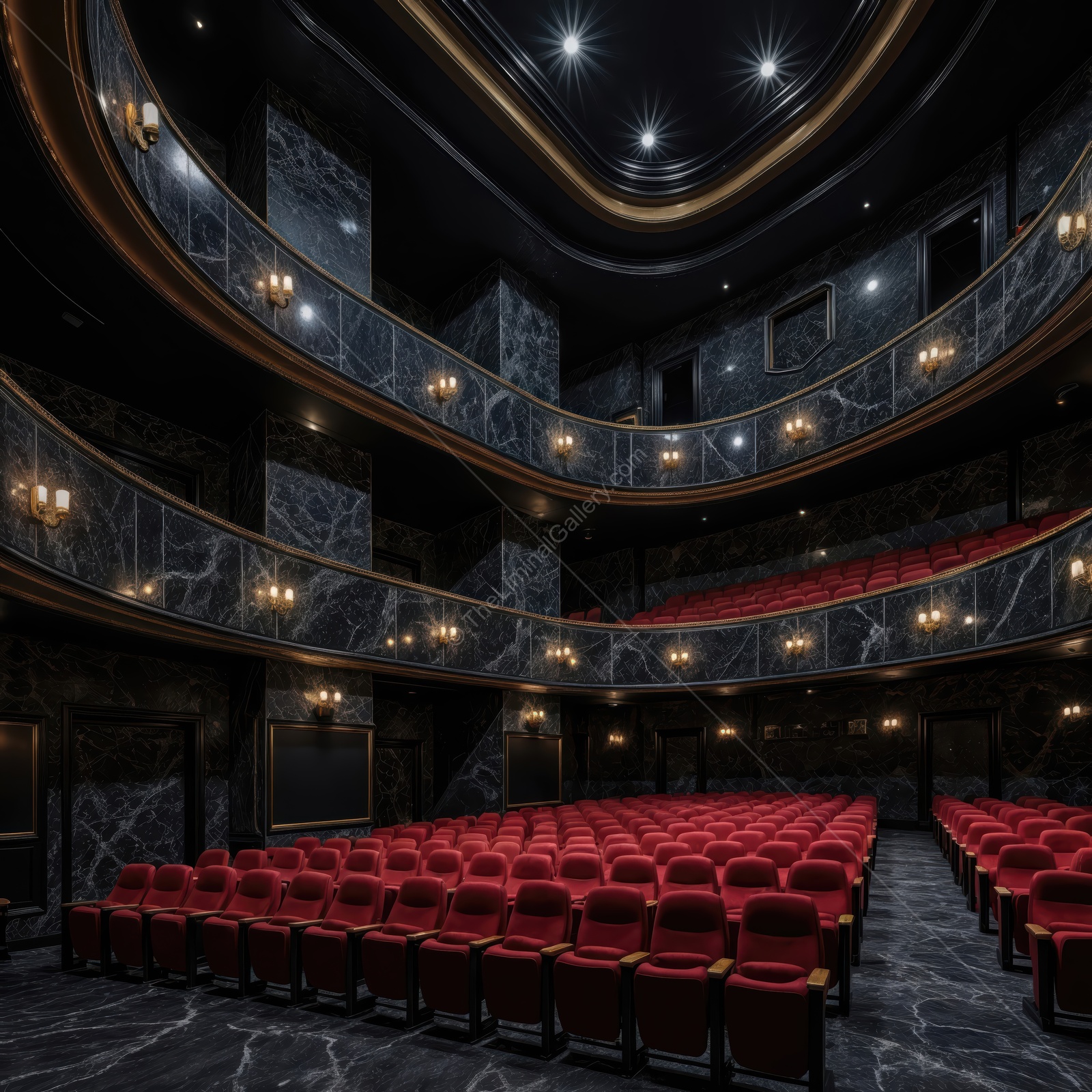 Captivating liminal space of an elegant theater before the performance begins