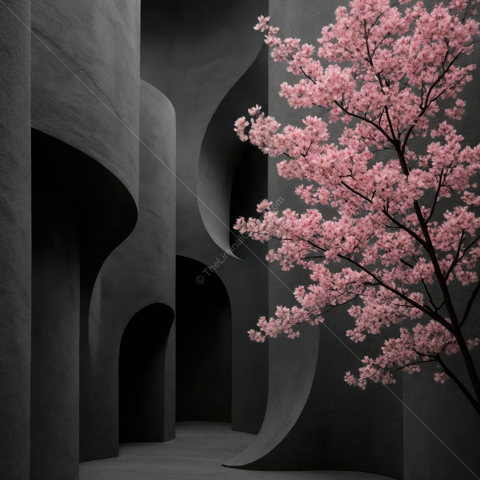 Blossoming serenity in a dimly lit abstract space during twilight