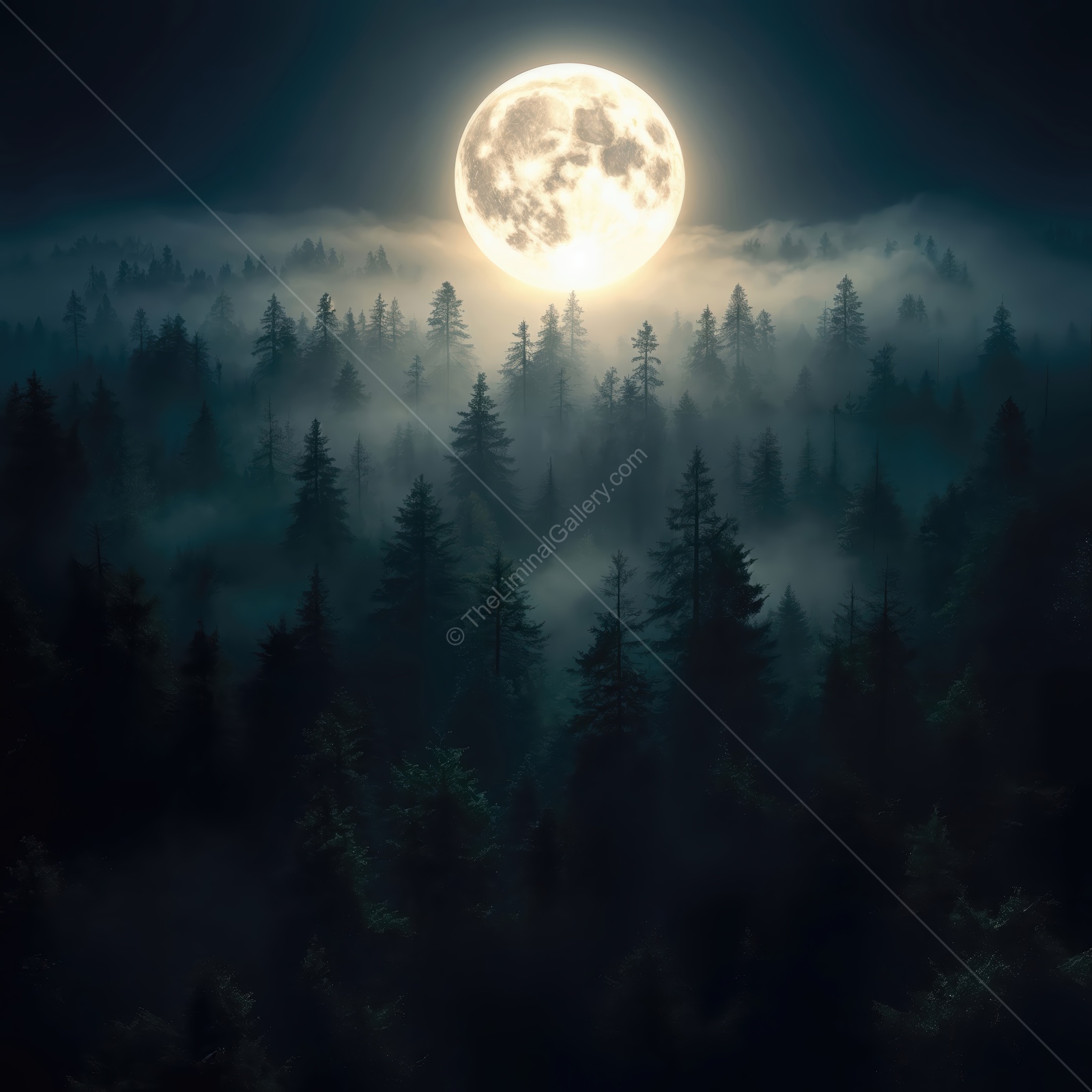 Moonlit forest dreams create a mystical atmosphere under a glowing night sky