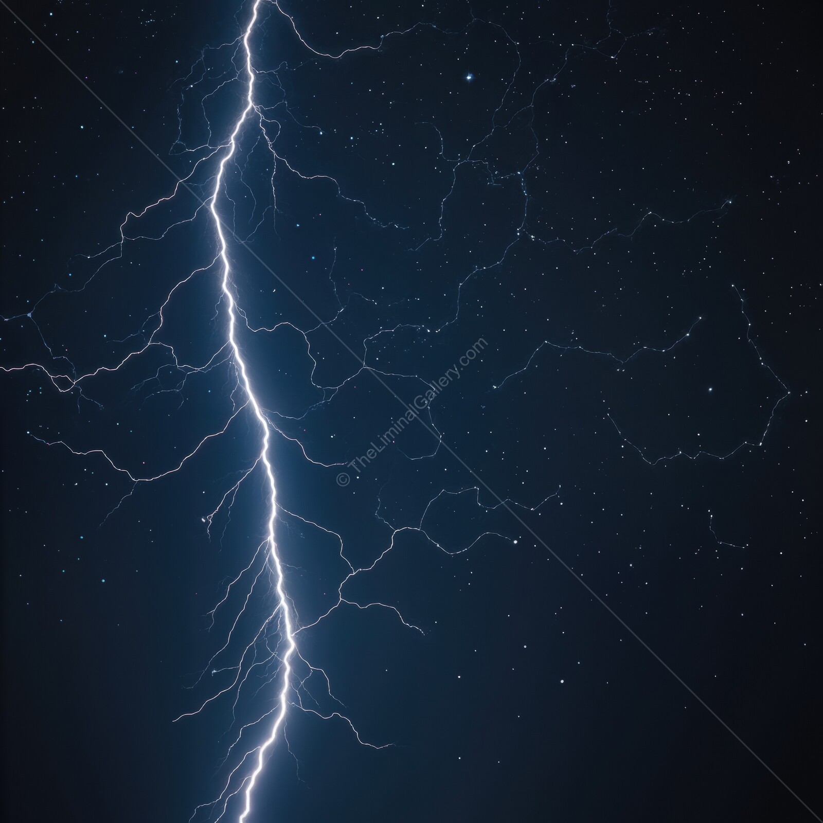 Captivating display of lightning illuminating the night sky above a tranquil landscape during a summer storm