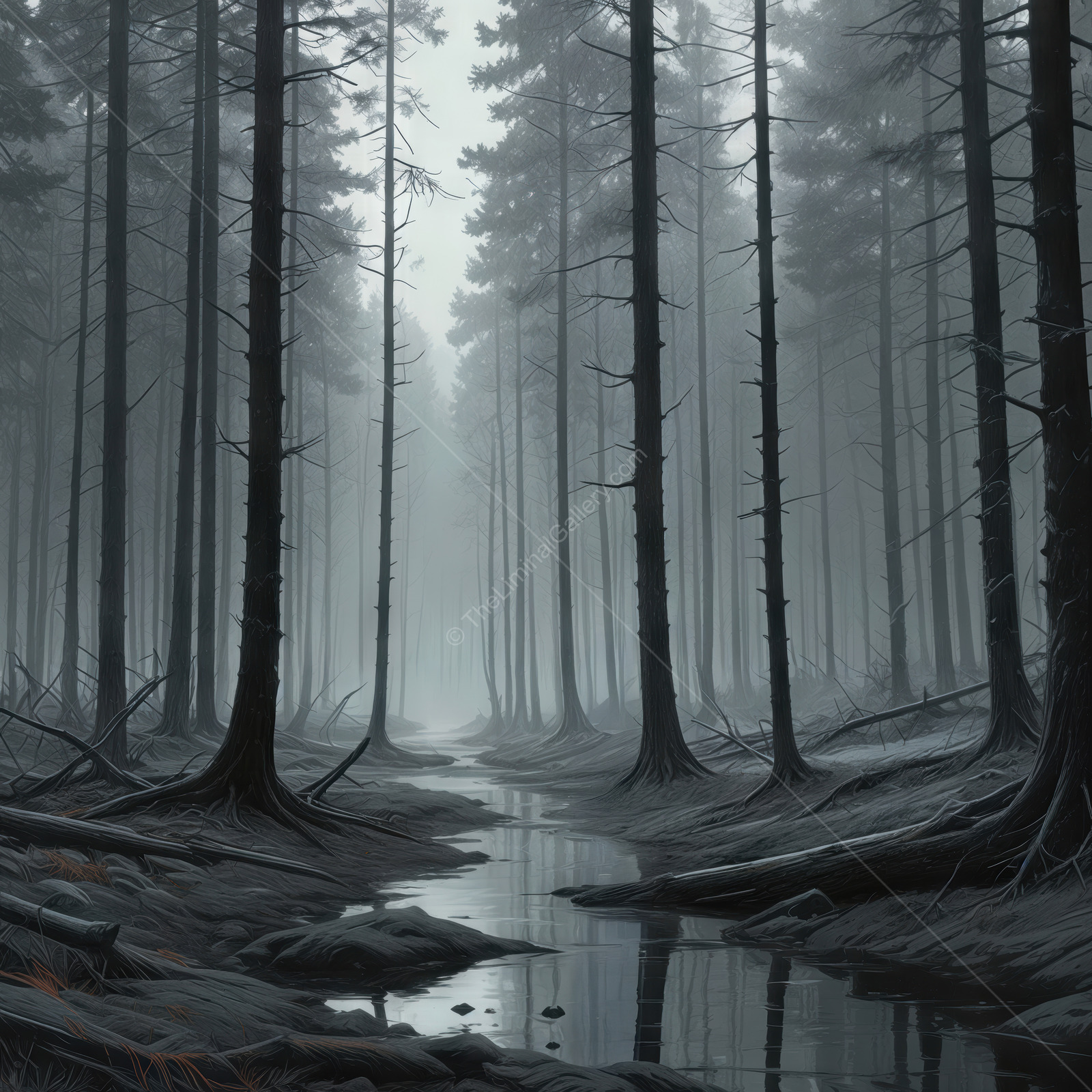 Mist shrouded forest pathway invites adventure through a quiet, enchanting landscape at the break of dawn