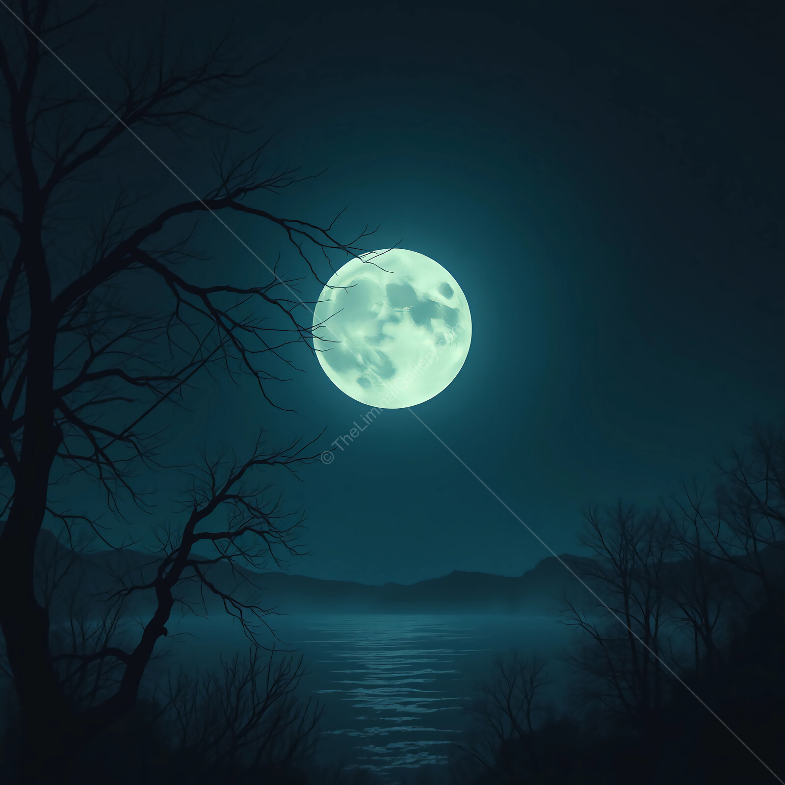Moonlight dances on the tranquil water beneath a star-filled sky at night