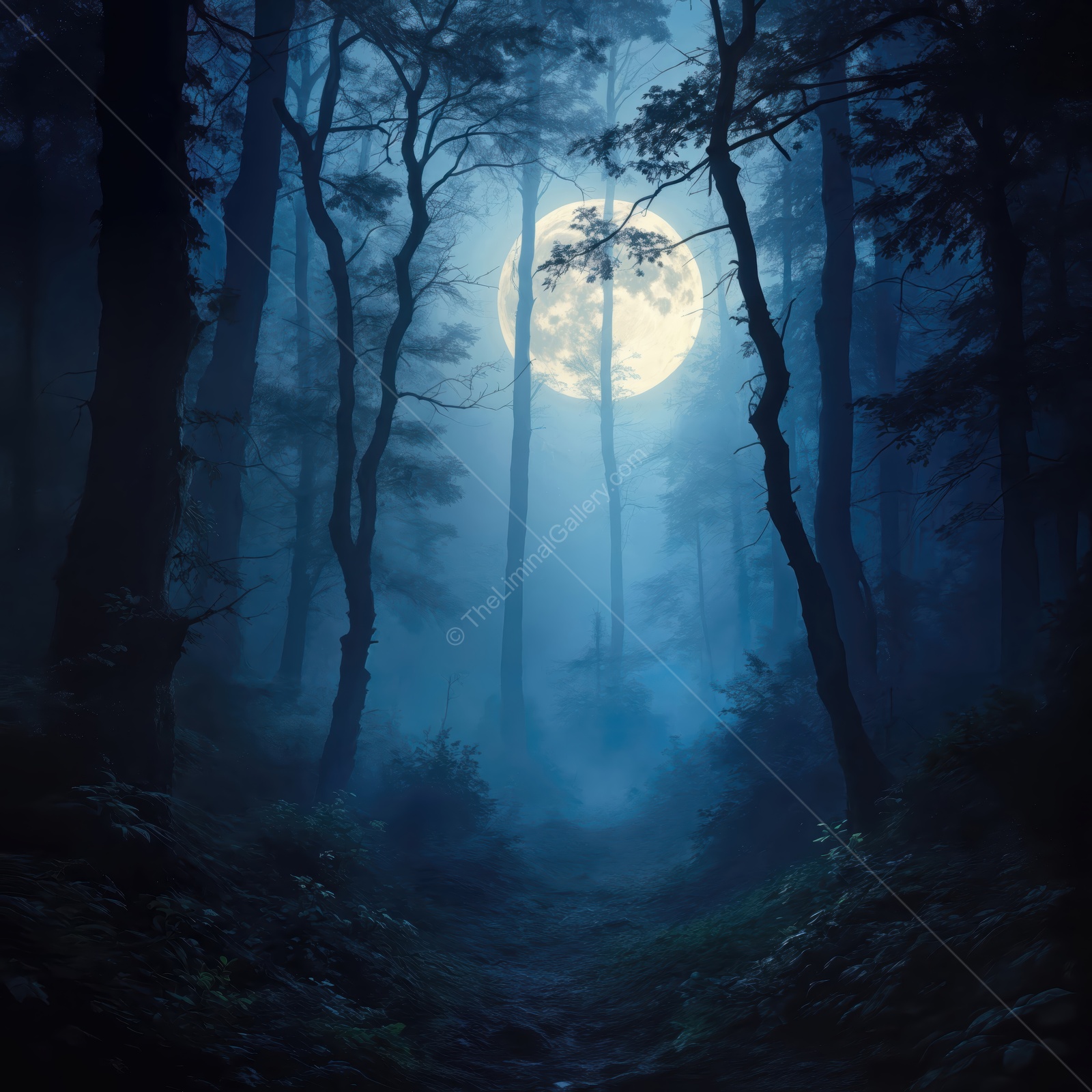 Moonlit forest path reveals nature's hidden magic at twilight