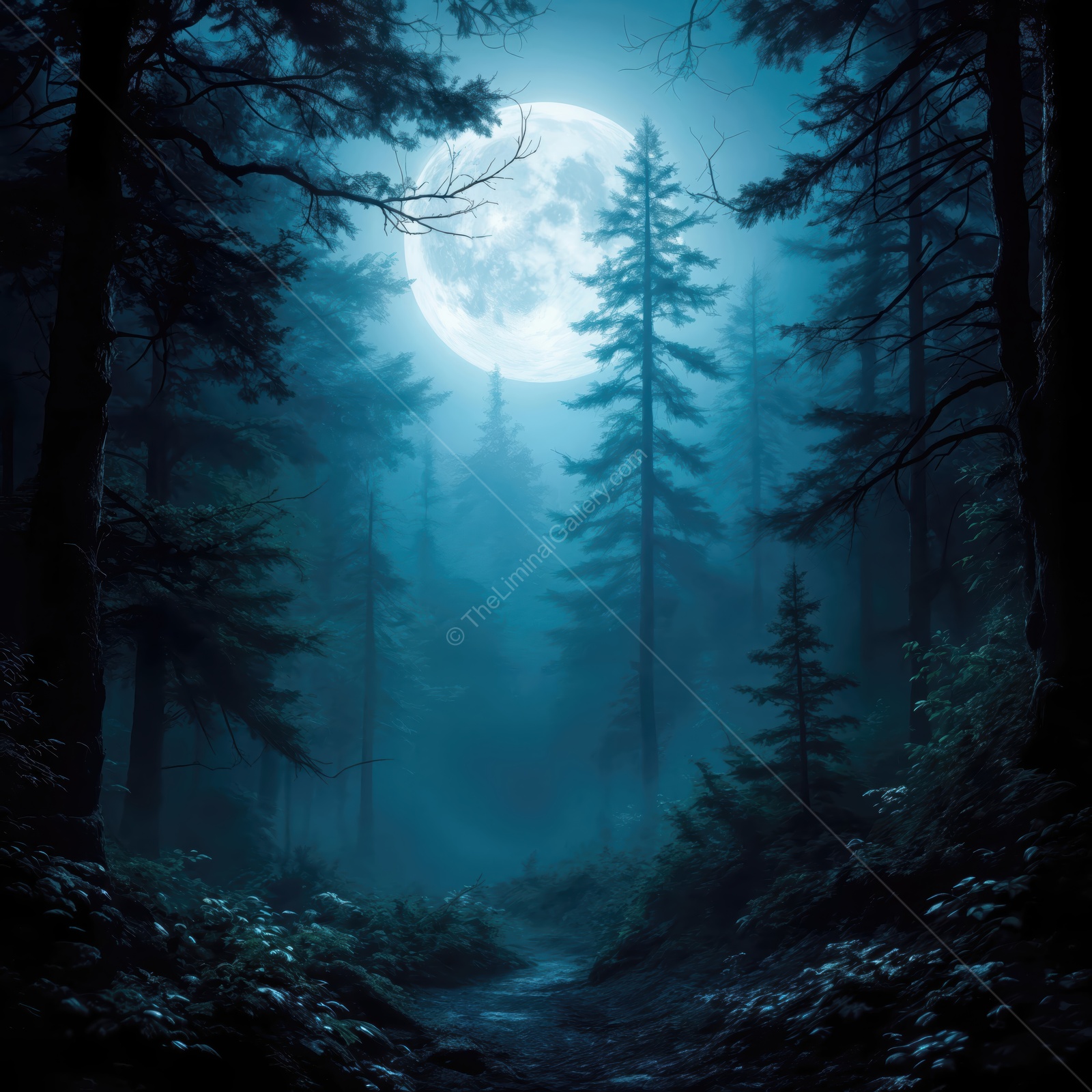 Mystical moonlit forest revealing secrets of nature during the twilight hours