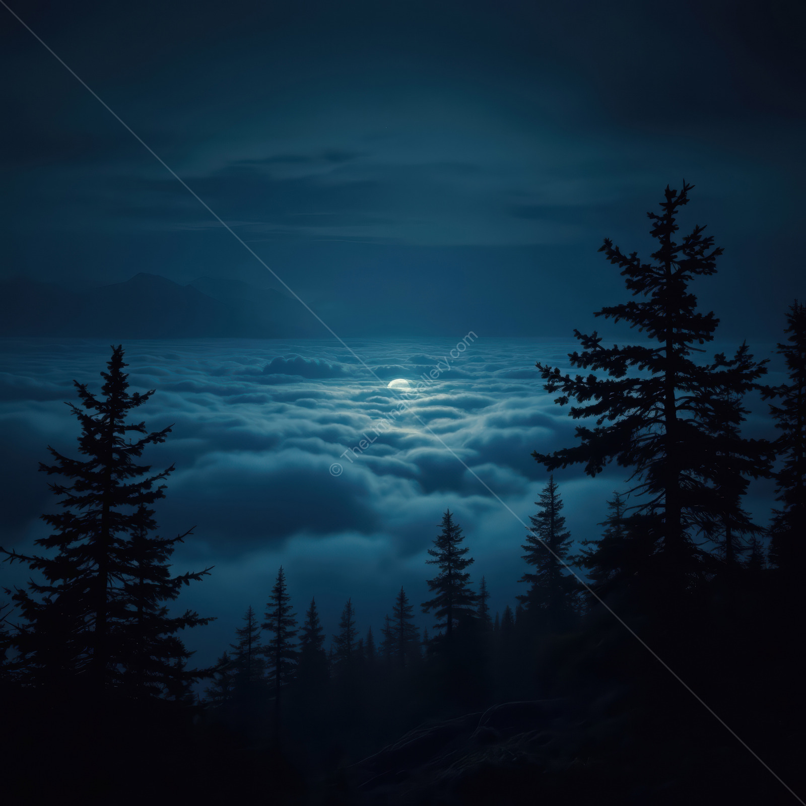 Whispers of the Night in a Mysterious Liminal Forest Under a Silver Moon