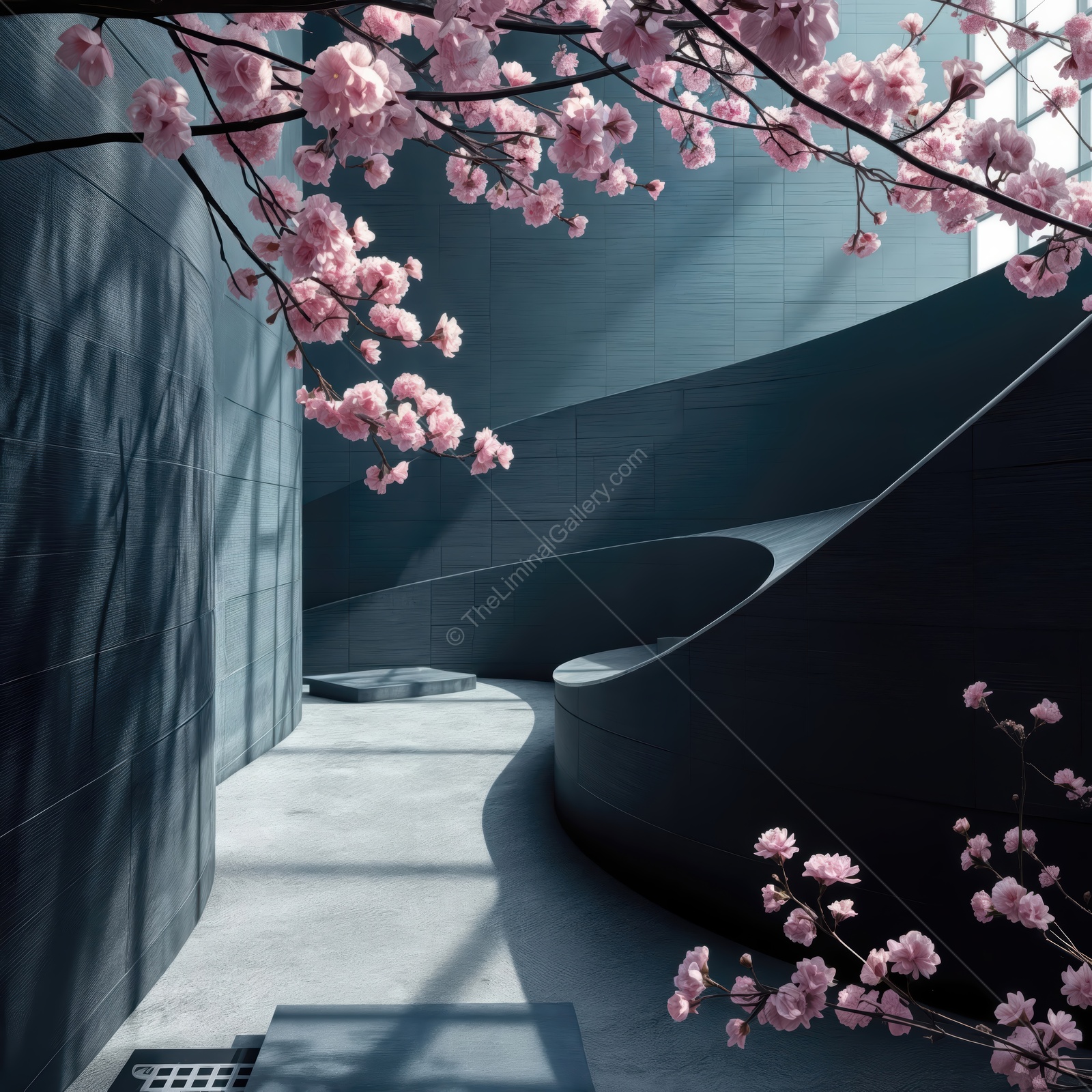 Serene journey through a pastel dreamscape with blooming cherry blossoms