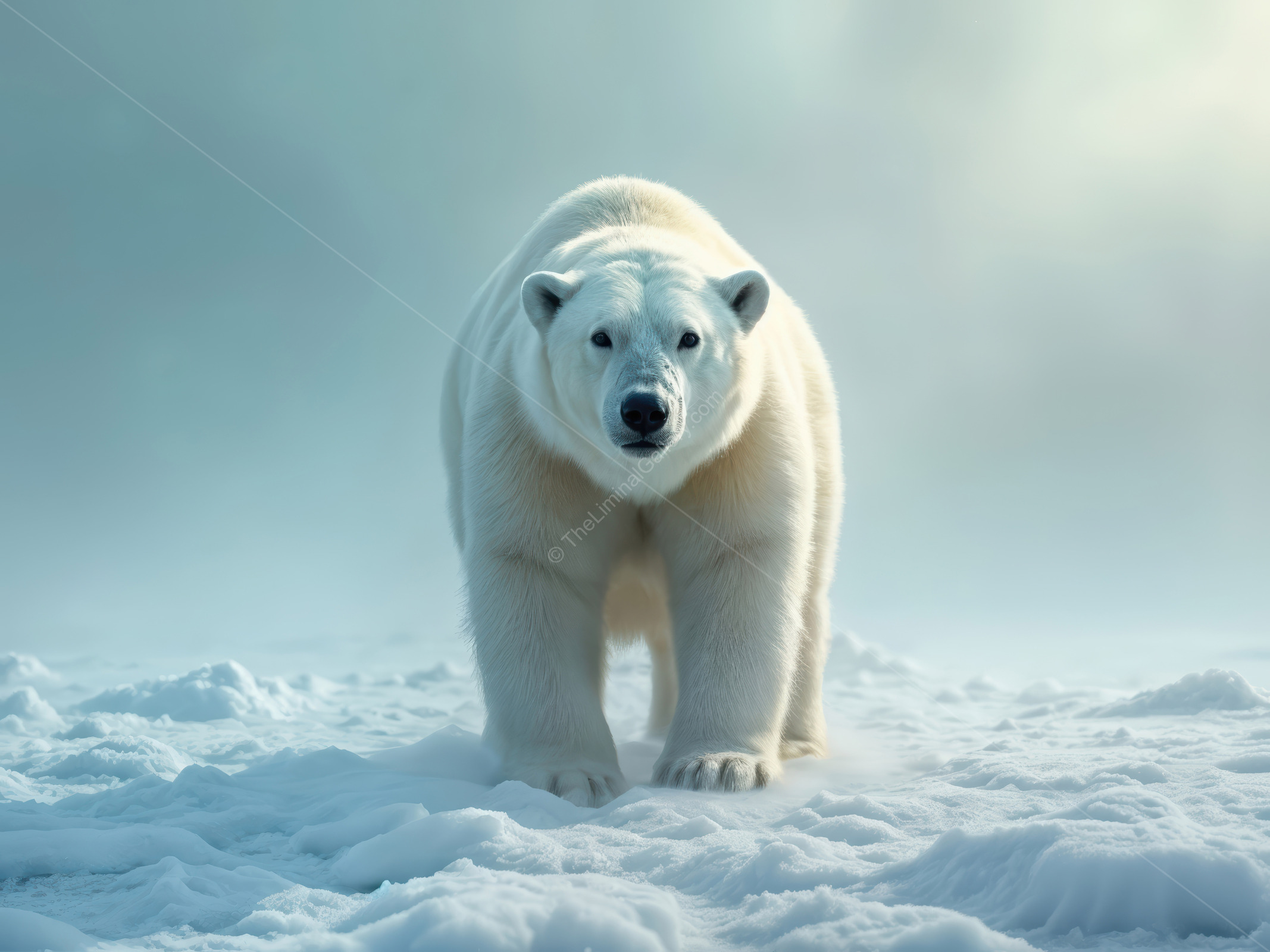 Polar bear emerges from a misty landscape, bringing the essence of the Arctic wilderness to life