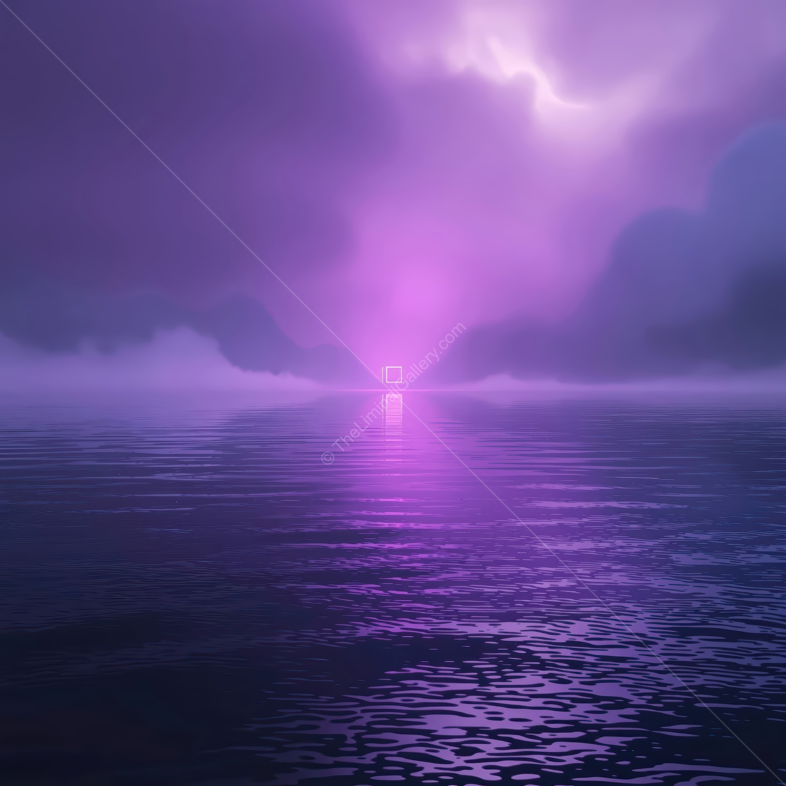 Mystical twilight on a serene lake, where ethereal light meets tranquil waters in a dreamlike scene