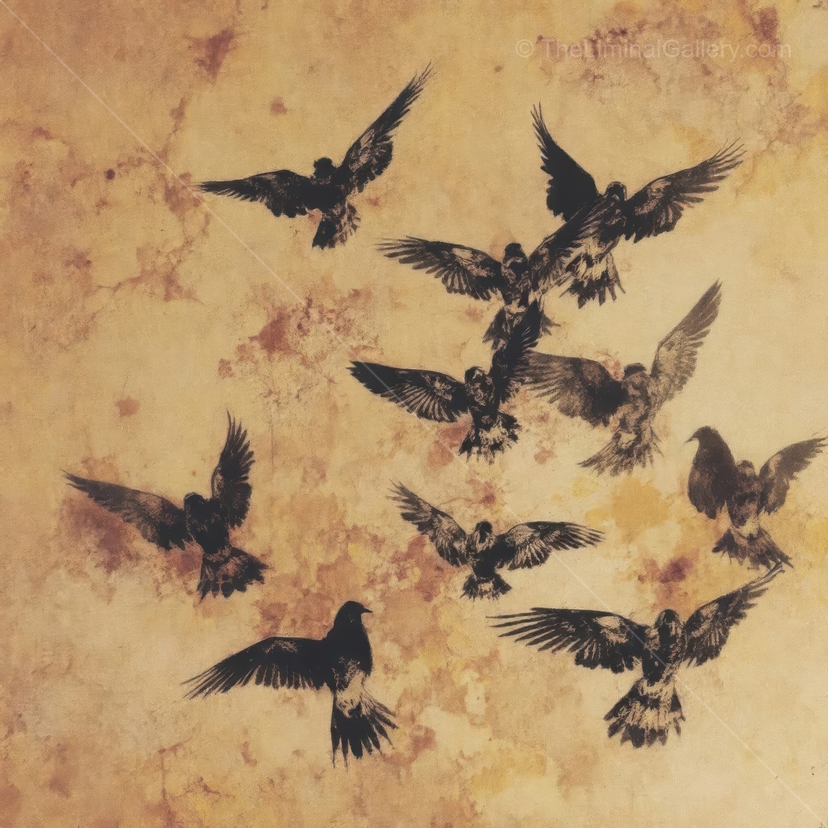 Majestic birds in flight against a rustic backdrop create a stunning display of nature's beauty and freedom