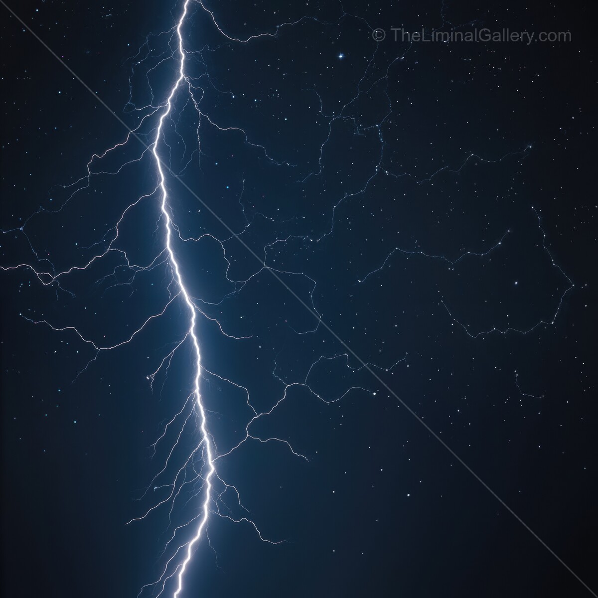 Captivating display of lightning illuminating the night sky above a tranquil landscape during a summer storm
