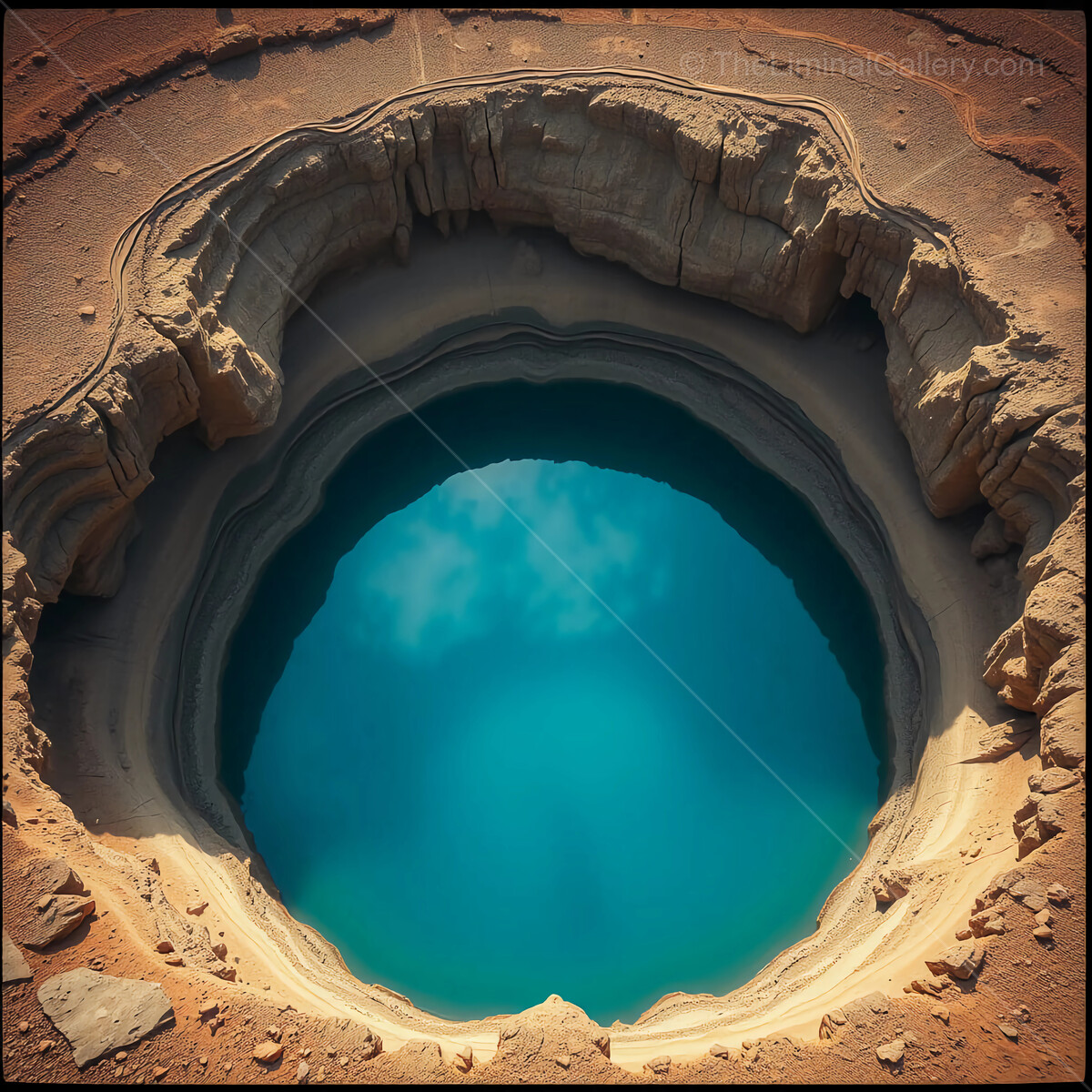 Majestic depths of blue water sinkhole revealed in a stunning geological formation