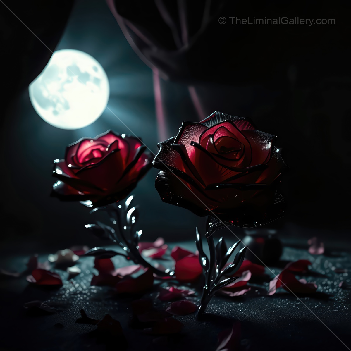 Evening blooms illuminated by moonlight in a tranquil nature scene