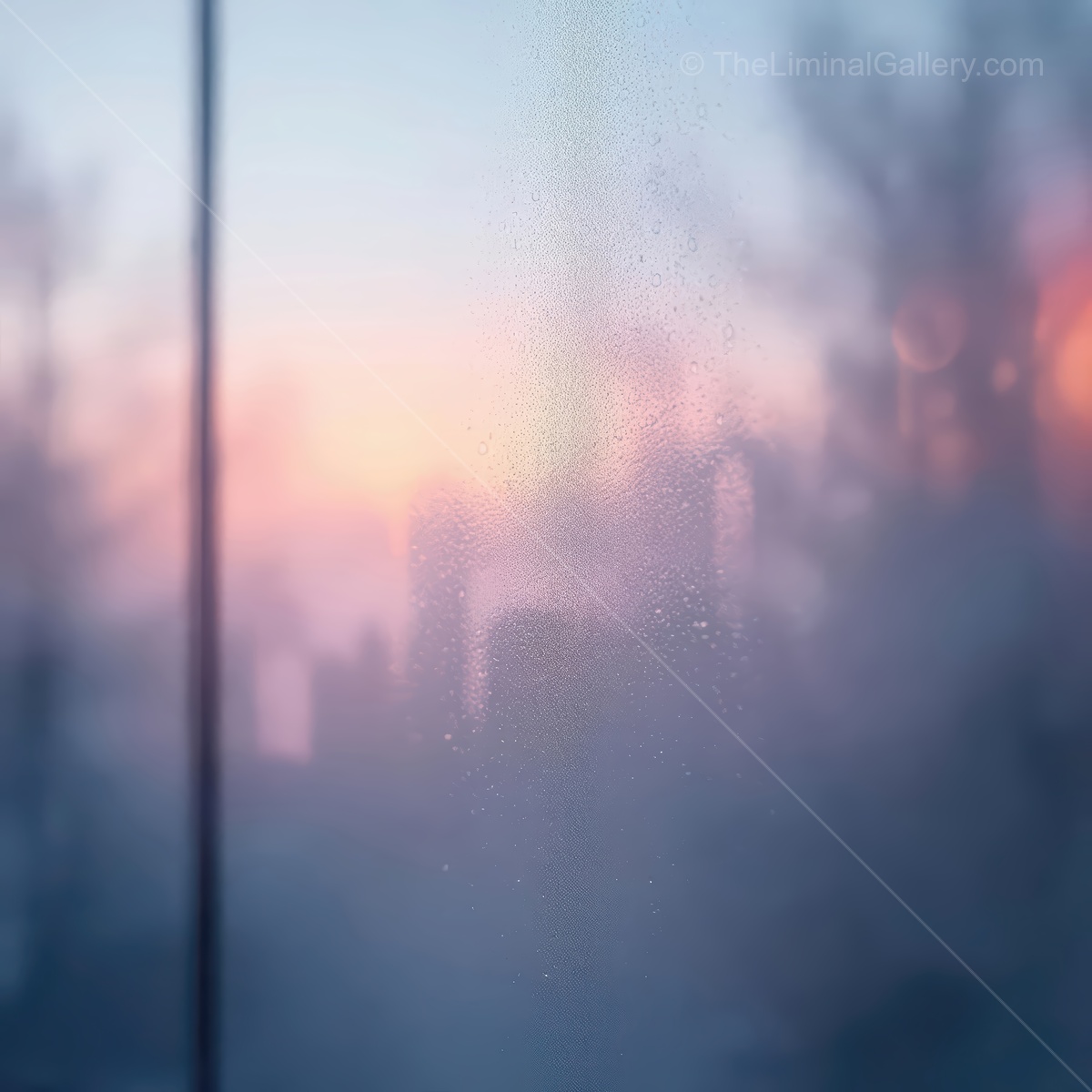 Misty twilight reveals soft outlines of nature as day transitions into night