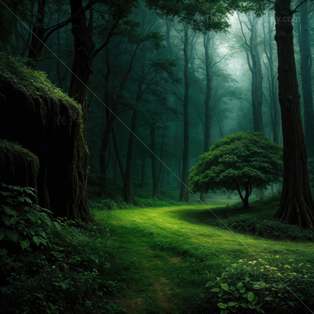 Mysterious forest pathway inviting explorers into the enchanting green depths