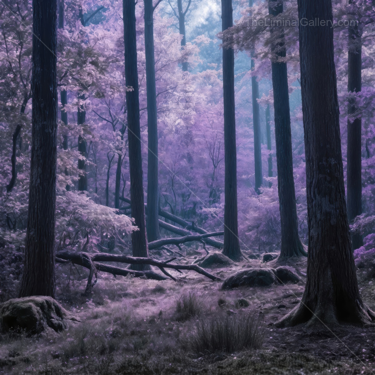 Discovering the enchanting purple forest filled with a mystical aura in the early morning light