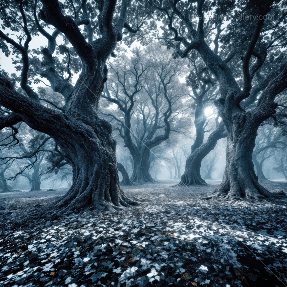 Exploring the haunting beauty of an enchanted forest at twilight, where shadows whisper secrets of the unknown
